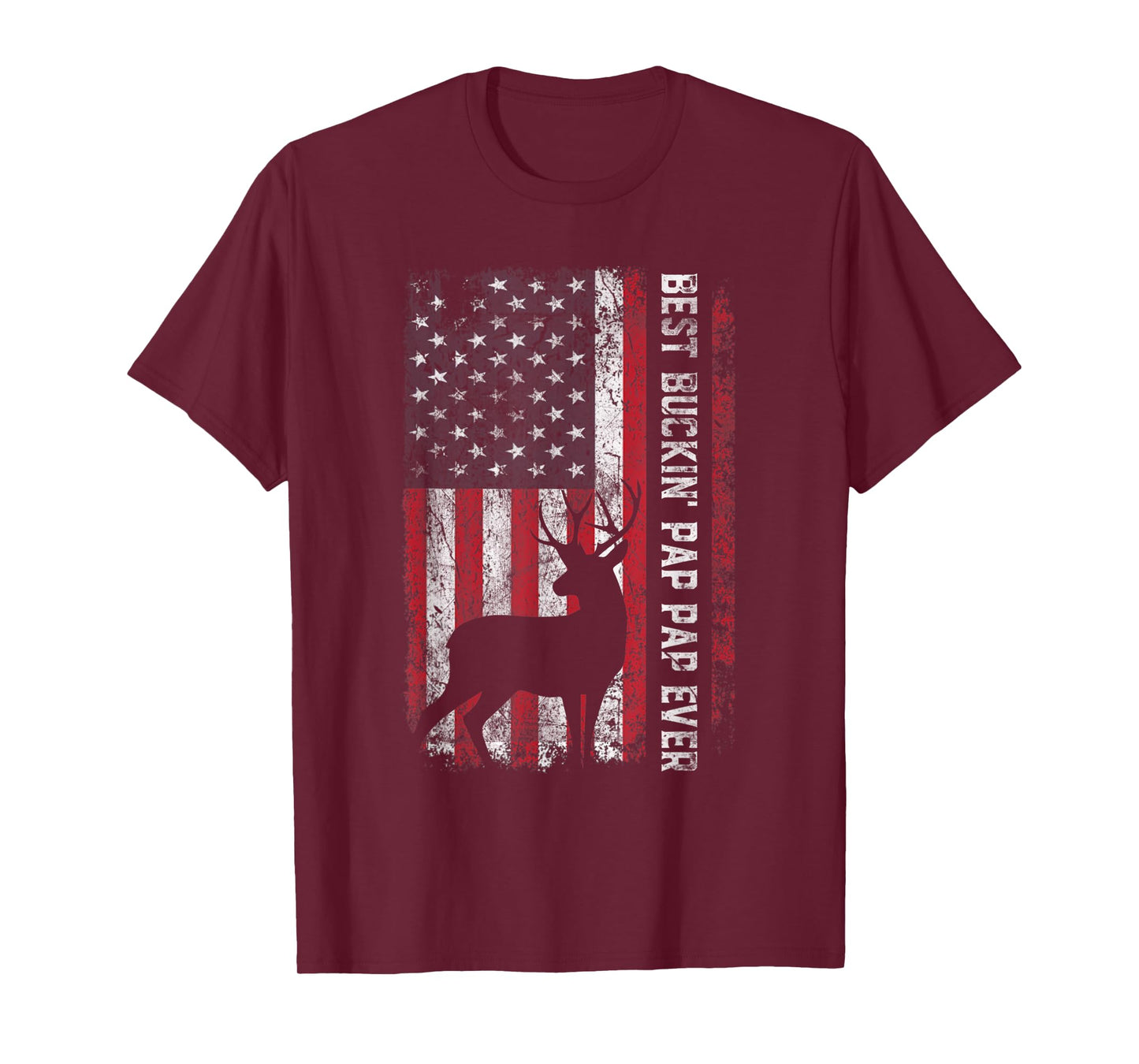 Mens USA Flag Best Buckin Pap Pap Ever Deer Hunting Fathers Day T-Shirt