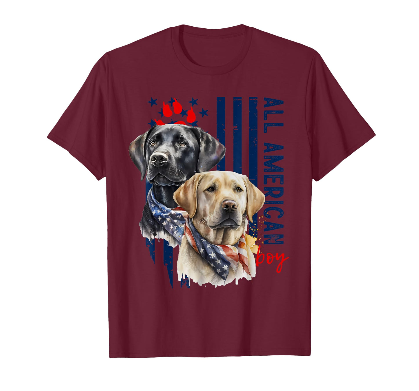 Patriotic USA Flag Labradors All American Boy US Lab Owner T-Shirt