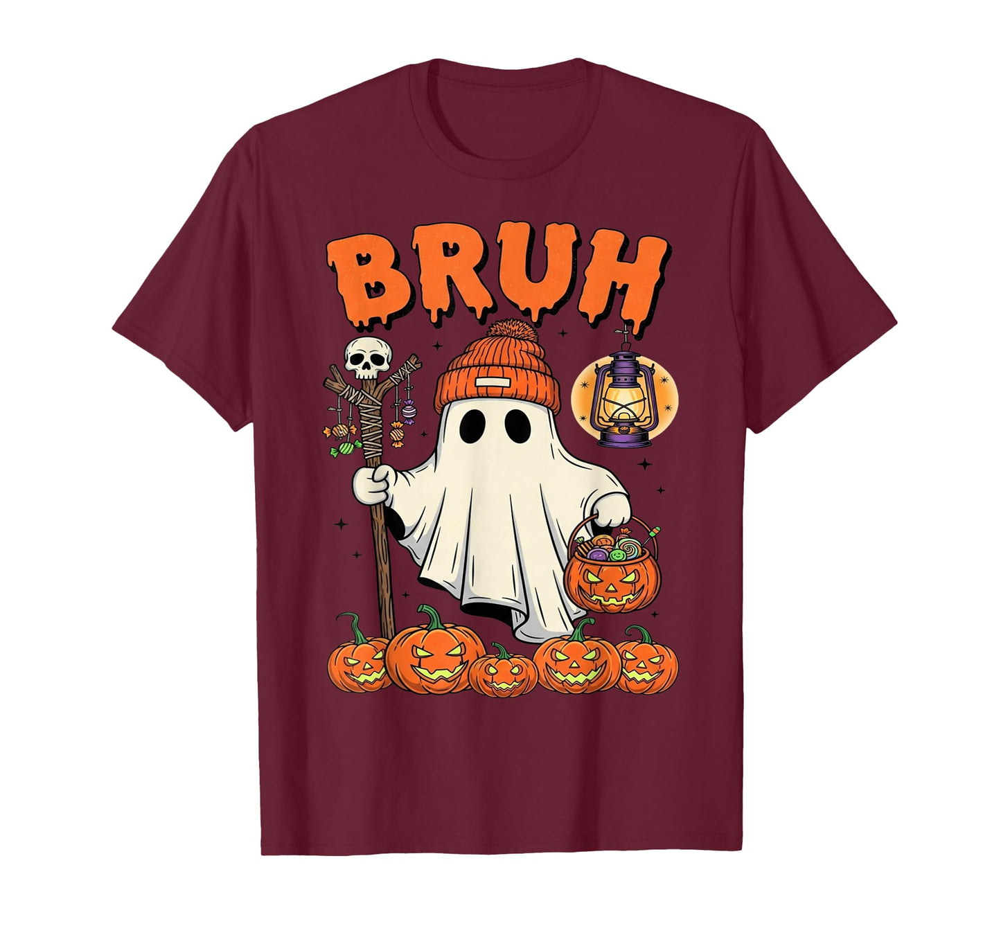Bruh Ghost Halloween Cute Ghost Trick Or Treat Candy Kids T-Shirt