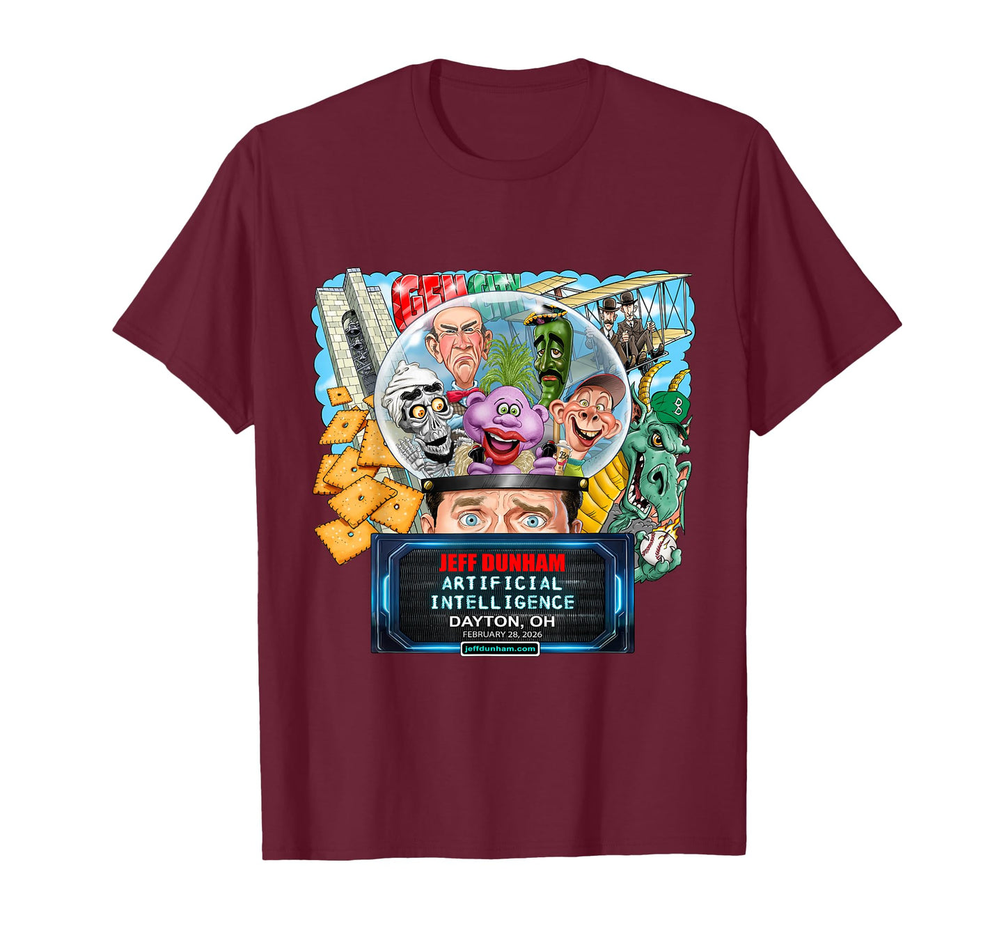 Jeff Dunham Dayton, OH (2026) T-Shirt - T-Shirt | Maroon