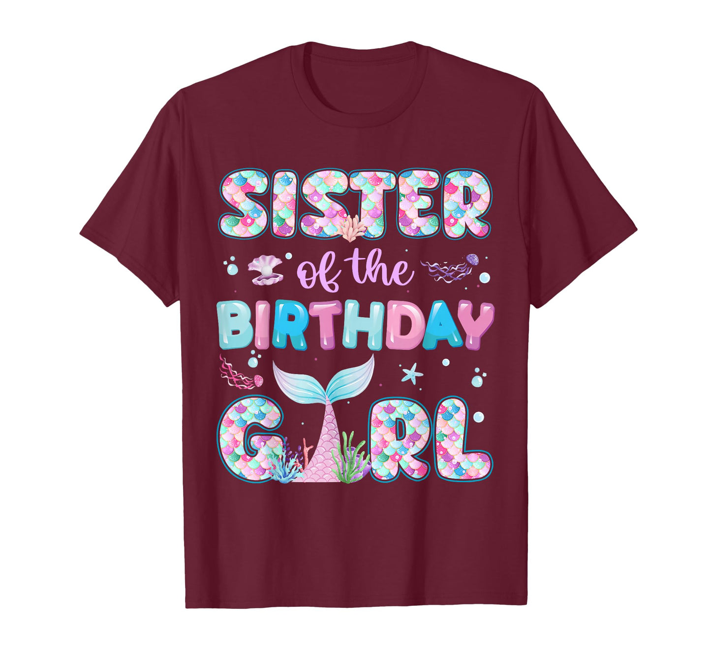 Sister Of The Birthday Mermaid Girl Family Matching Party T-Shirt