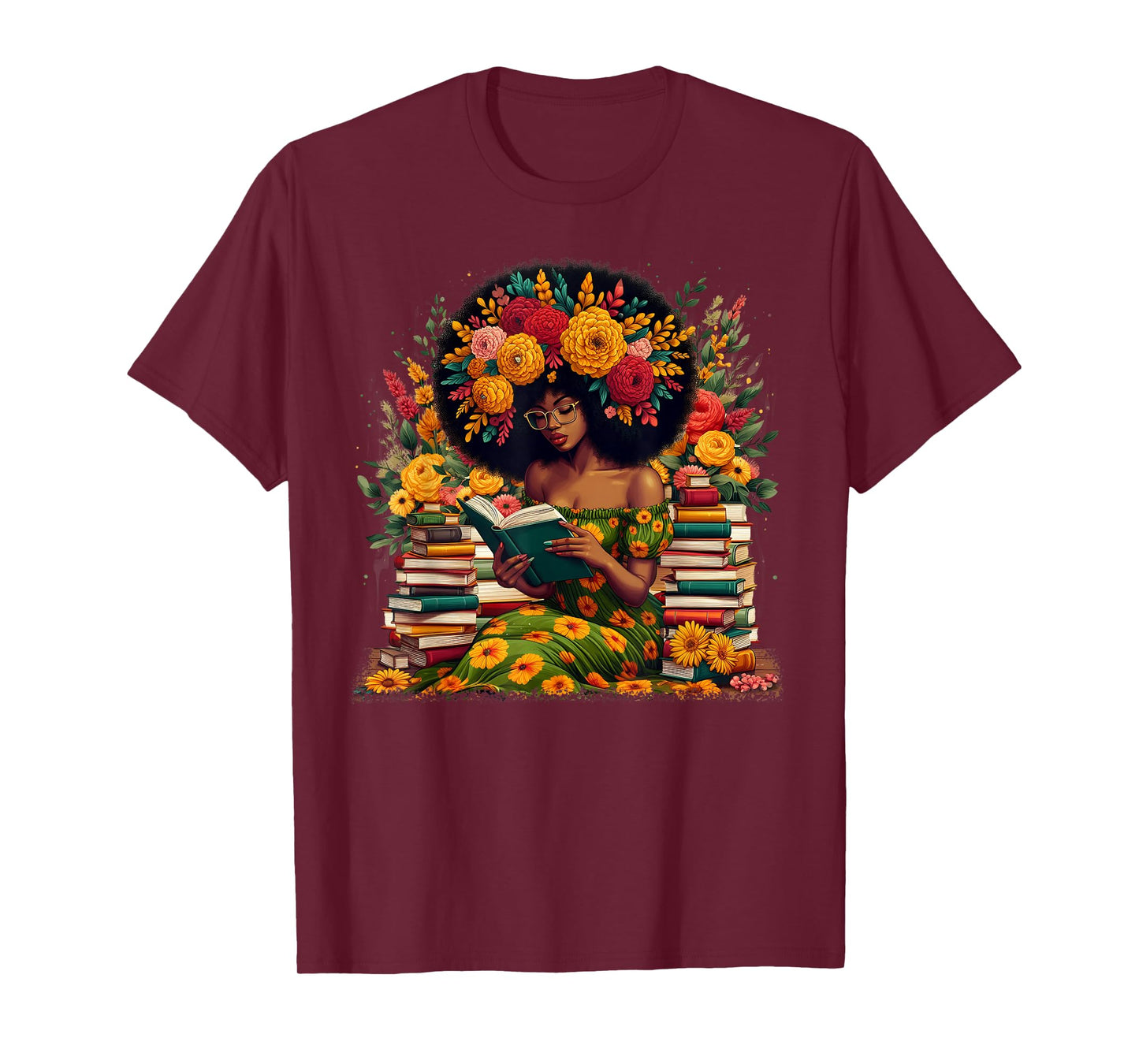 Educated Melanin Queen Afro Women Reading Book Black History T-Shirt