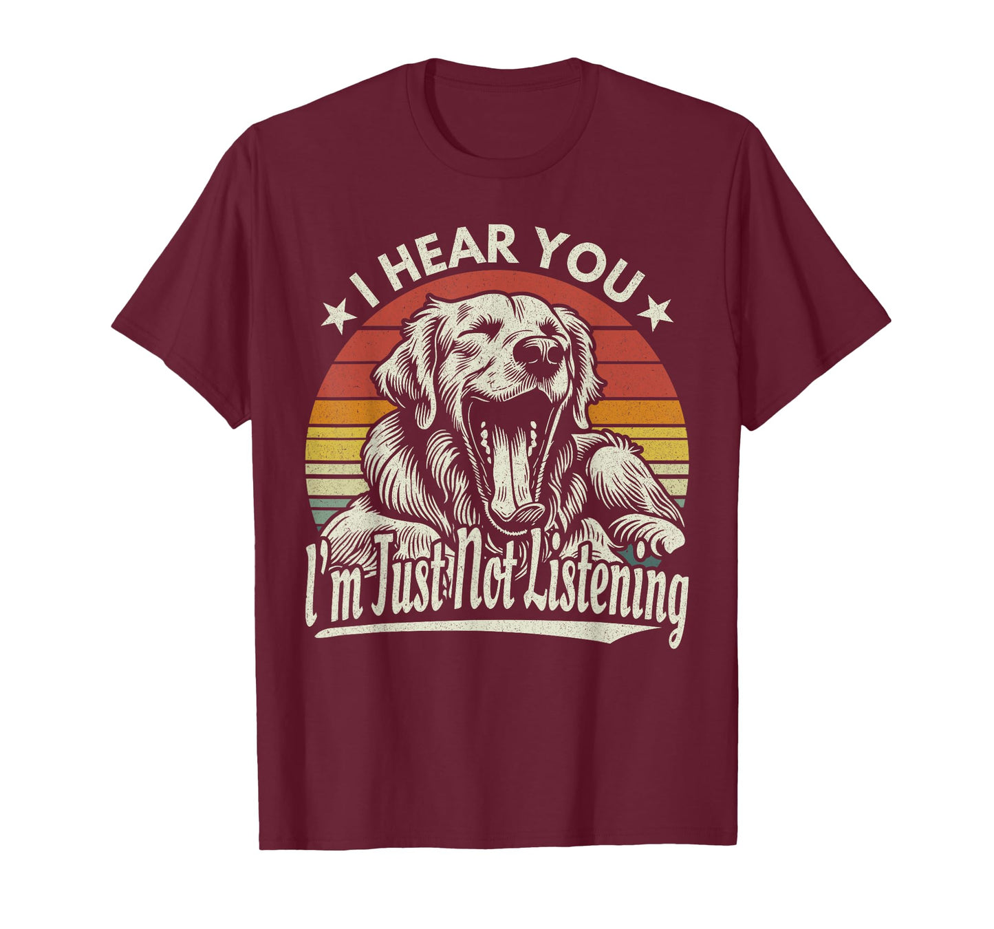Yawn Golden Retriever I Hear You I Just Not Listening Retro T-Shirt