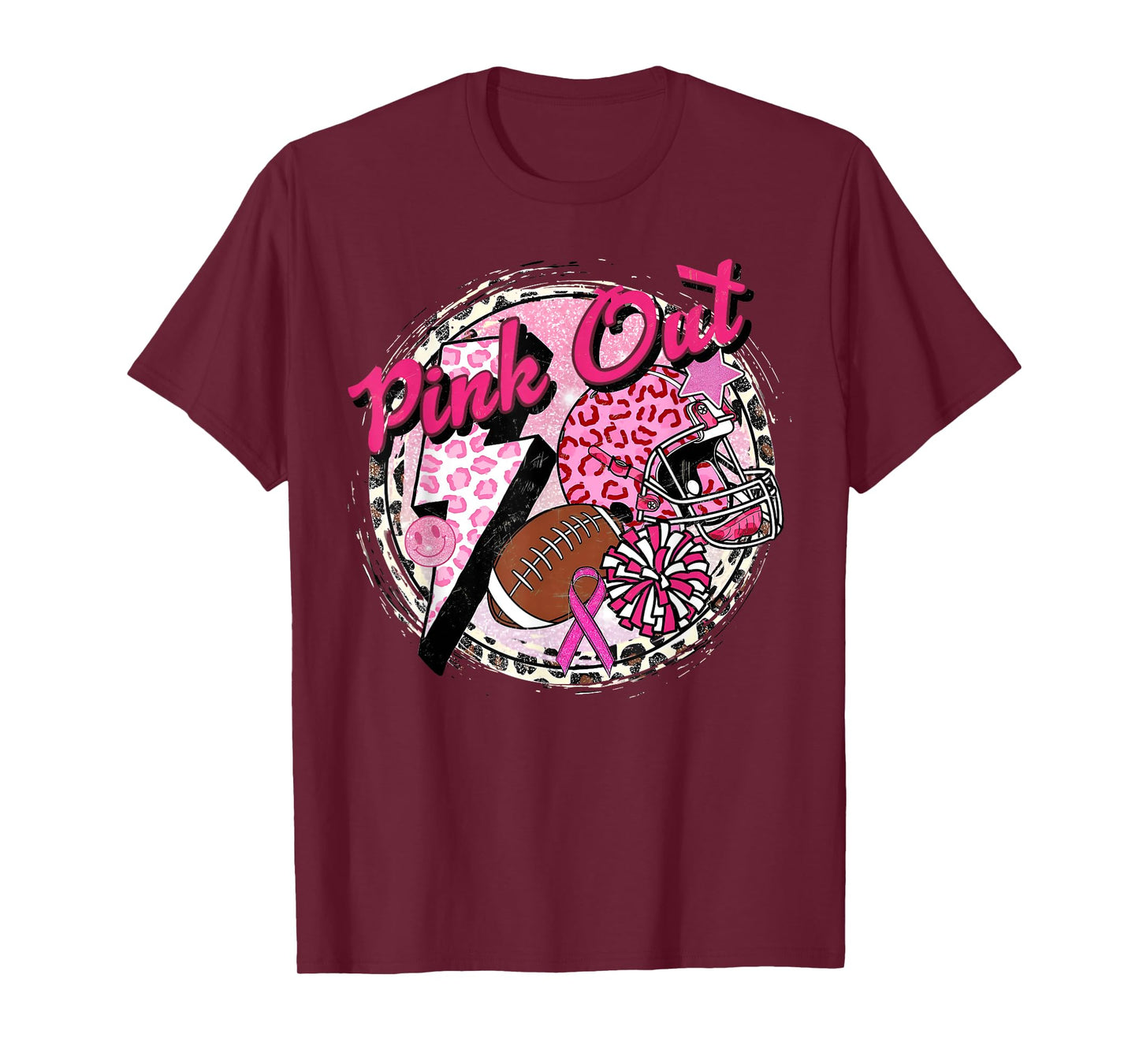 Pink Out American Football Warrior Breast Cancer Awareness T-Shirt