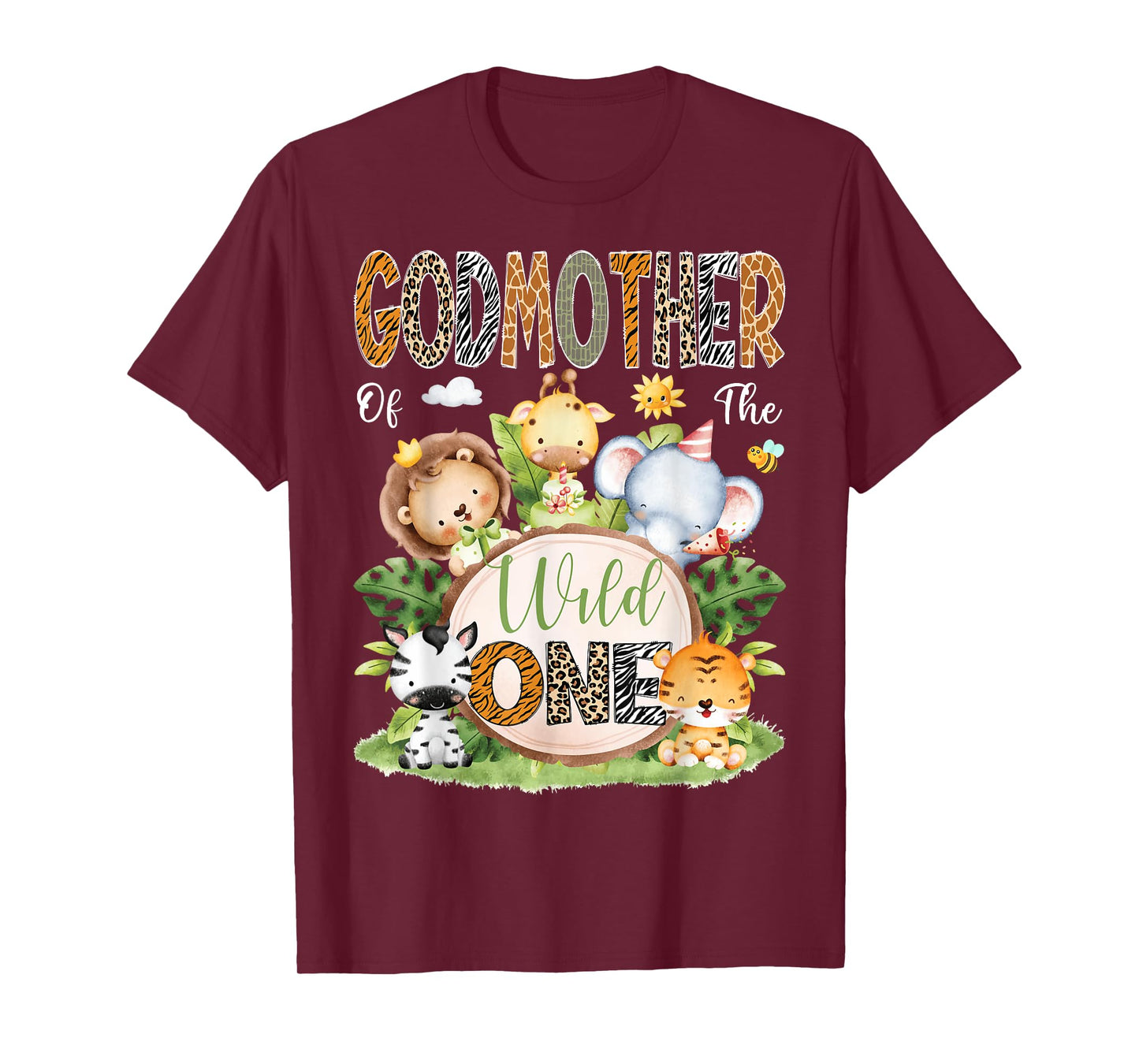 GodMother Of The Wild One 1St Birthday Kids Safari Jungle T-Shirt