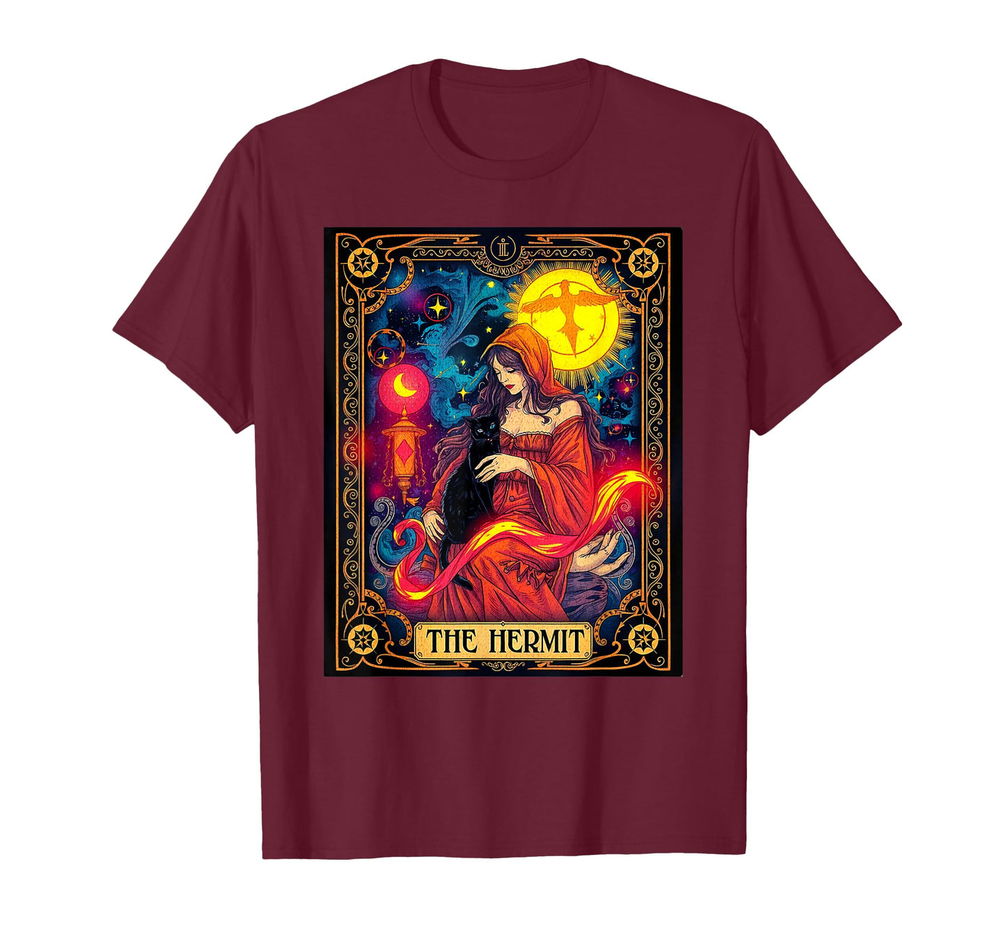 "The Hermit" Tarot Card Witchcore Cat Design T-Shirt