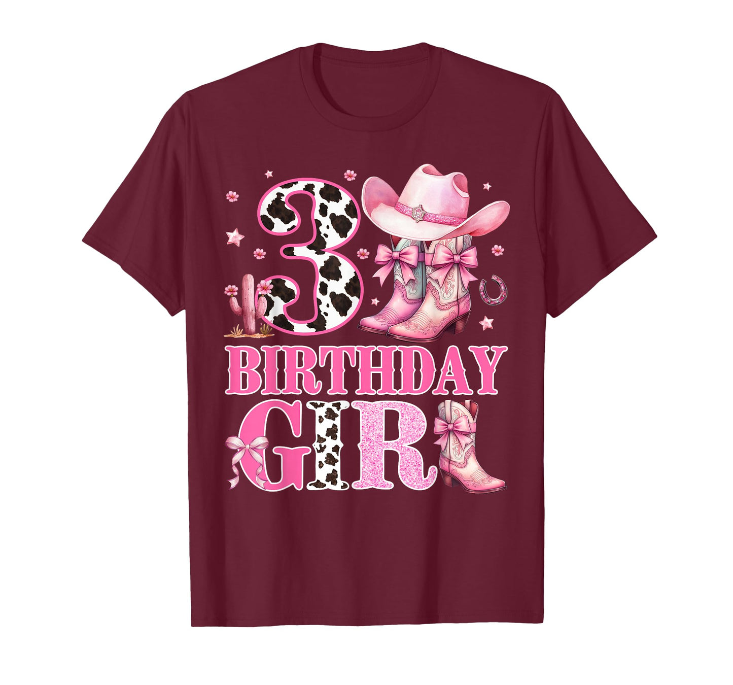 Kids 3rd Birthday Girl Rodeo Western Cowgirl Birthday Party T-Shirt
