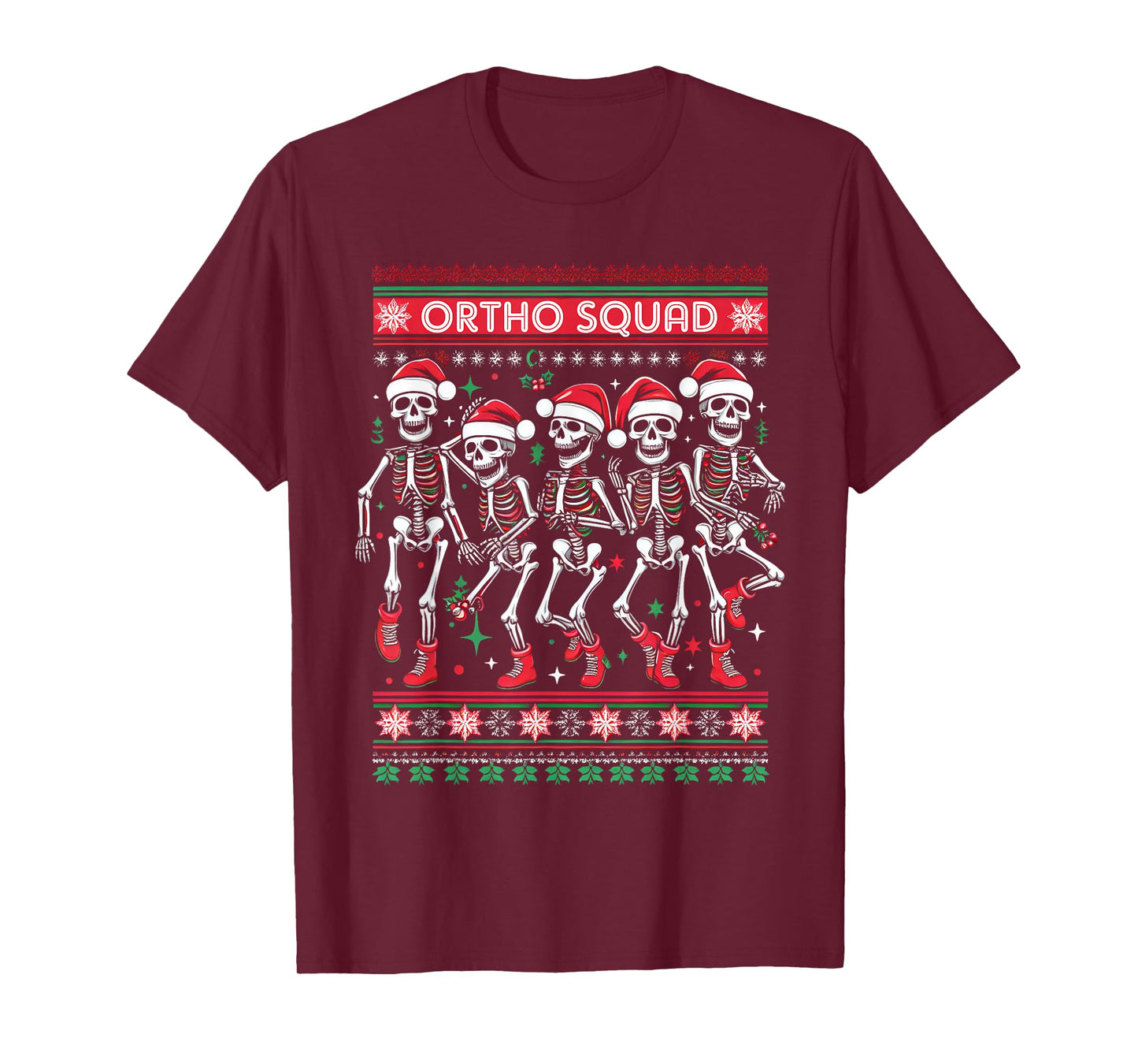 Funny Ortho Squad Christmas Three Santa Skeletons Proud Job T-Shirt