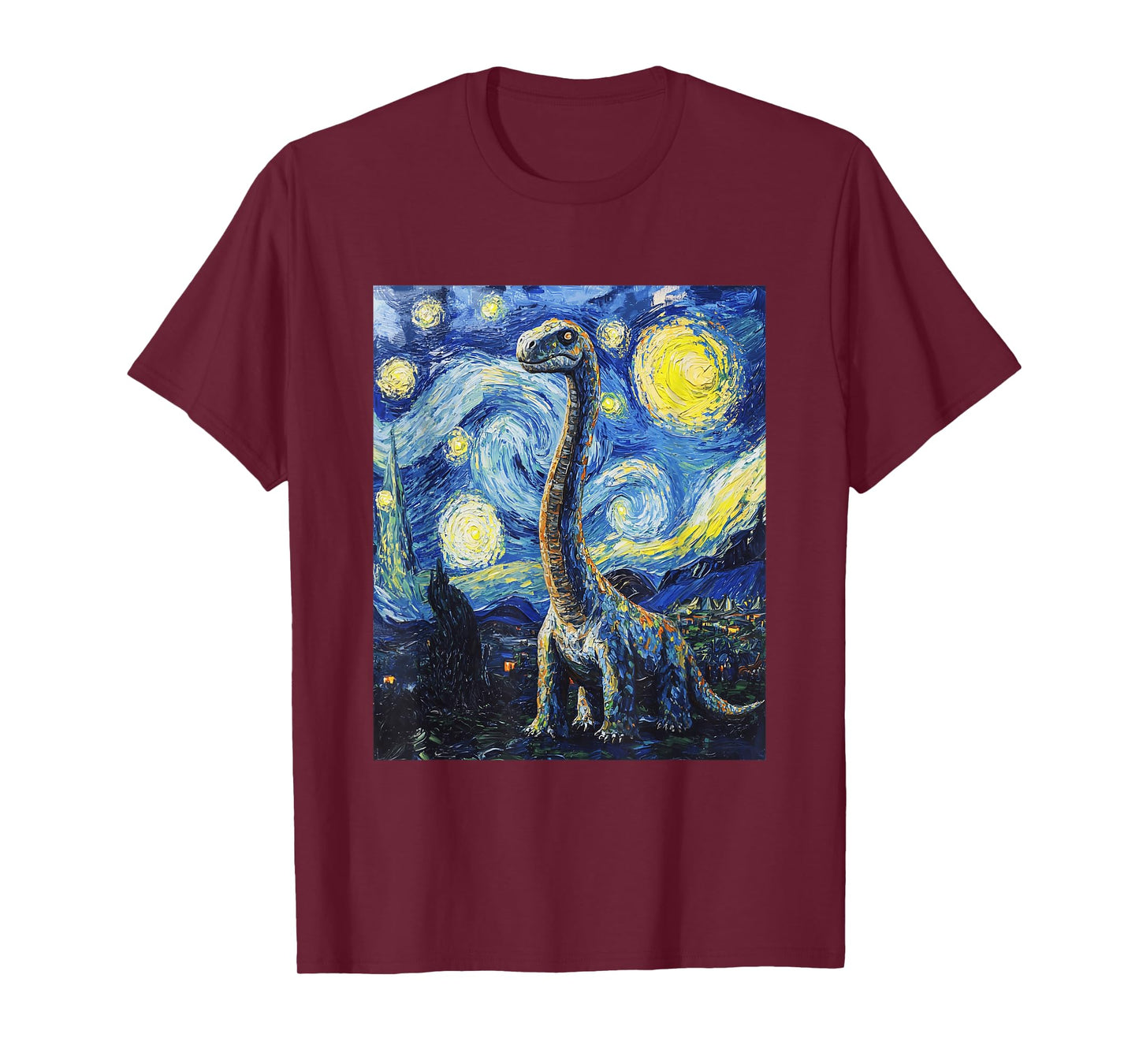 Brachiosaurus Dinosaur Dino - Van Gogh Style - Starry Night T-Shirt