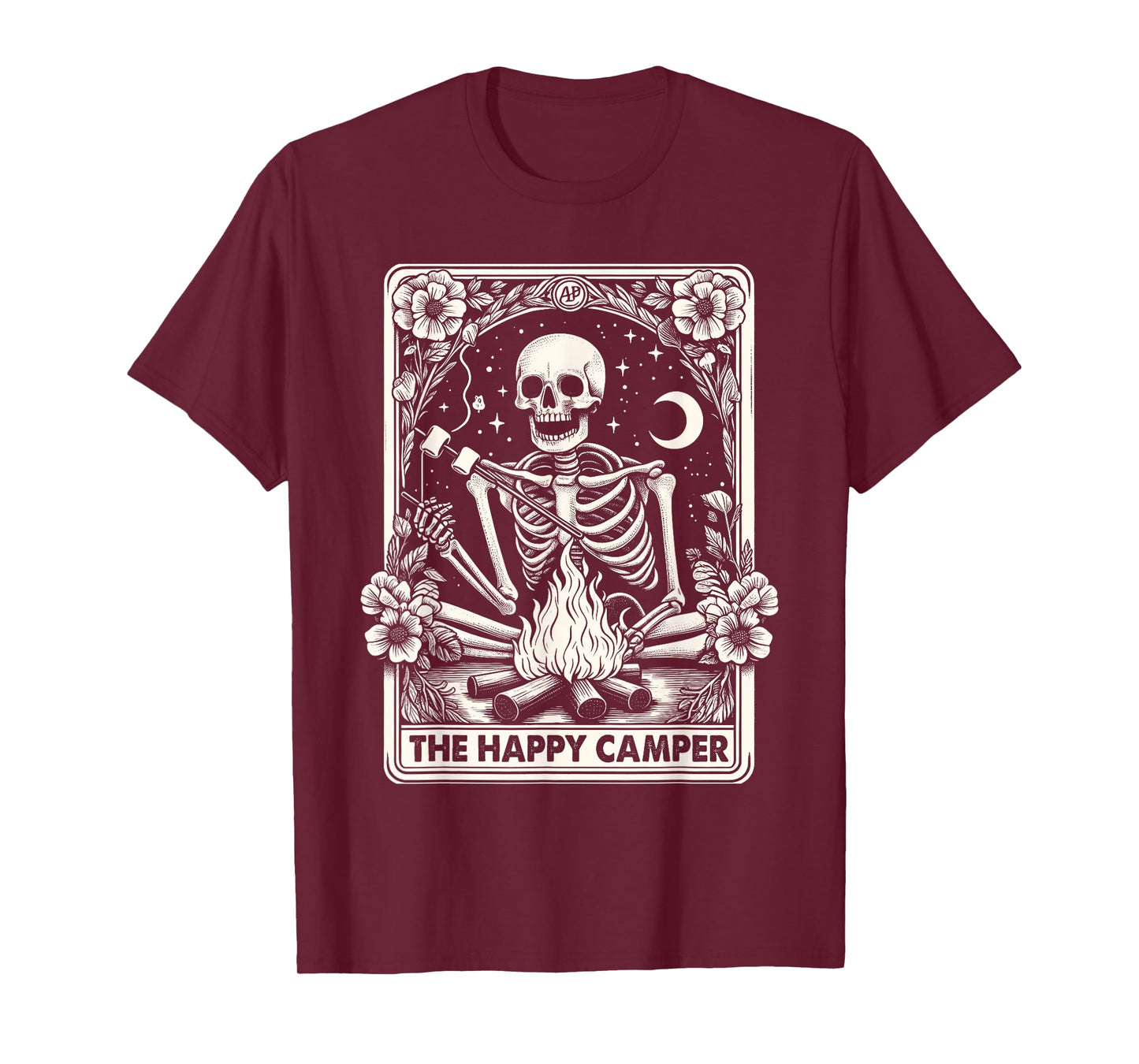 Happy Camper Card Skeleton Camper Camping Halloween T-Shirt
