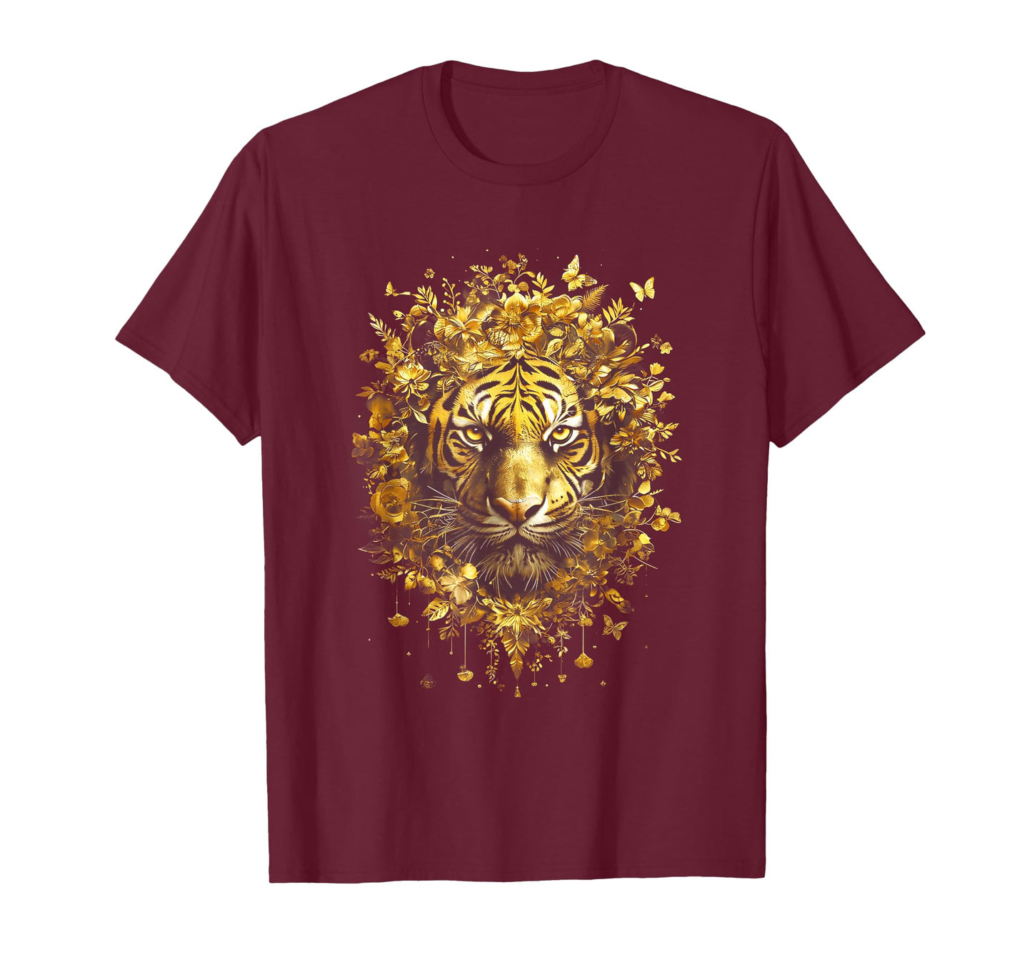 Black n Gold Striped Tiger Portrait Wildlife Animal T-Shirt