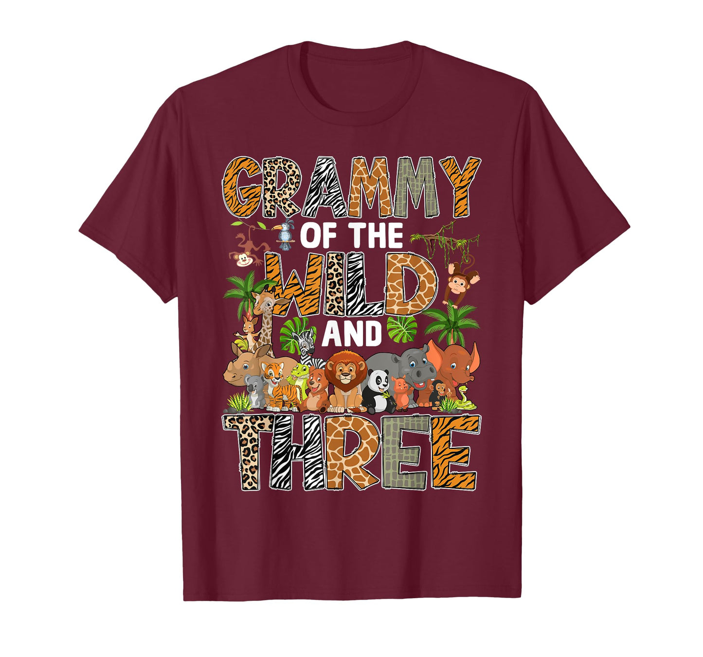 Grammy Of The Wild Three Zoo Birthday Safari Jungle T-Shirt