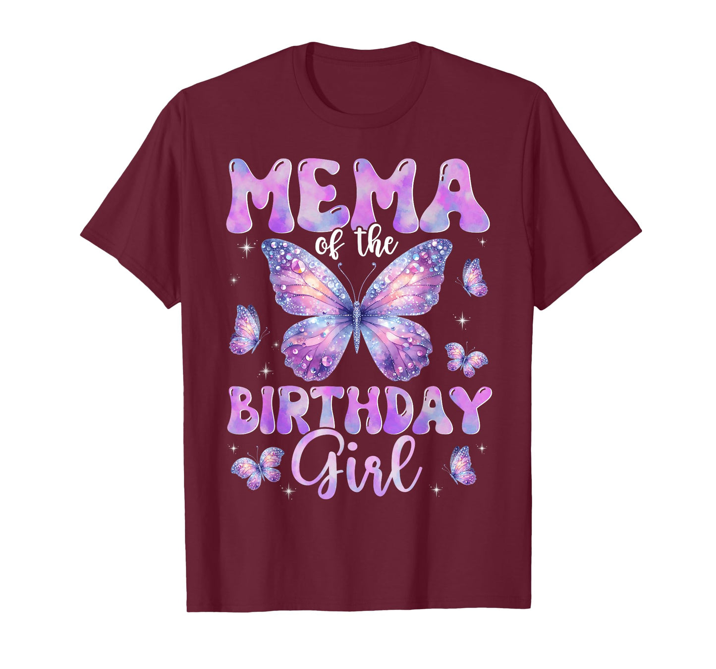 Mema Of The Birthday Girl Butterfly Family Matching T-Shirt