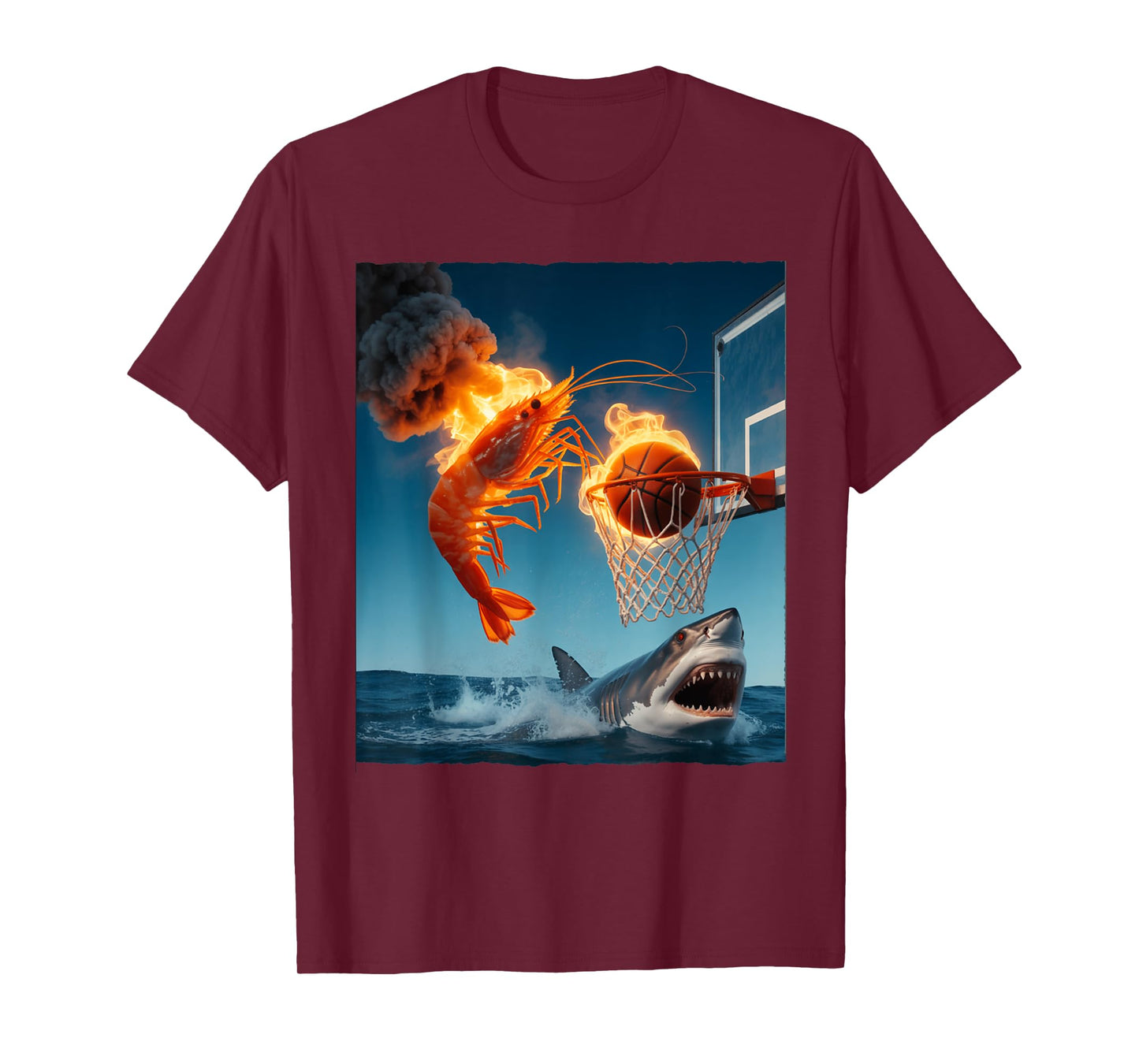 Shrimp Dunking on Shark Funny Fishing Meme T-Shirt
