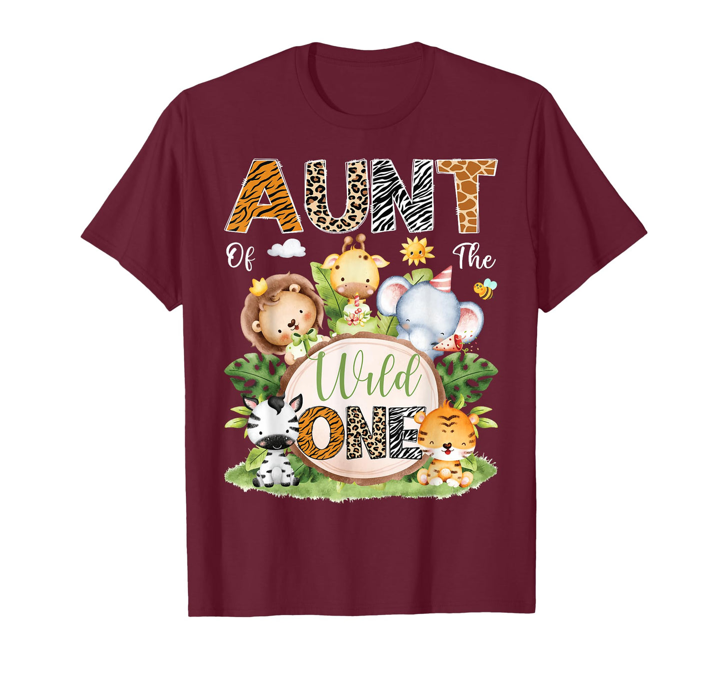Aunt Of The Wild One 1St Birthday Kids Safari Jungle T-Shirt