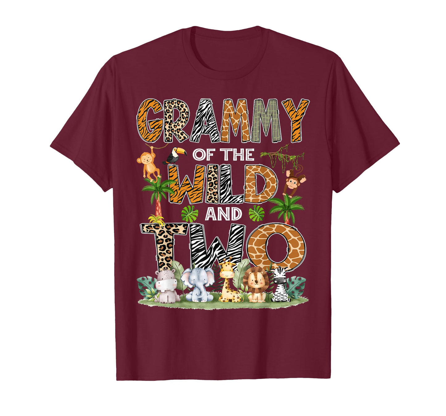 Grammy Of The Wild And Two Zoo Safari Jungle Birthday T-Shirt