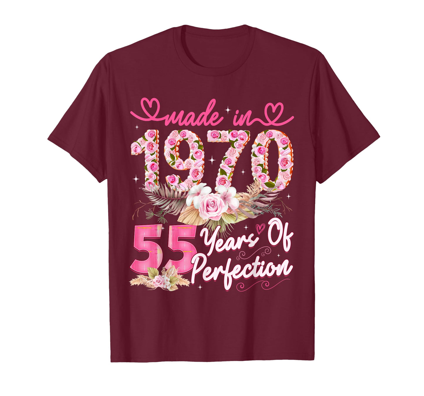 Made in 1970 55th Birthday 55 Year Old Floral Perfection T-Shirt