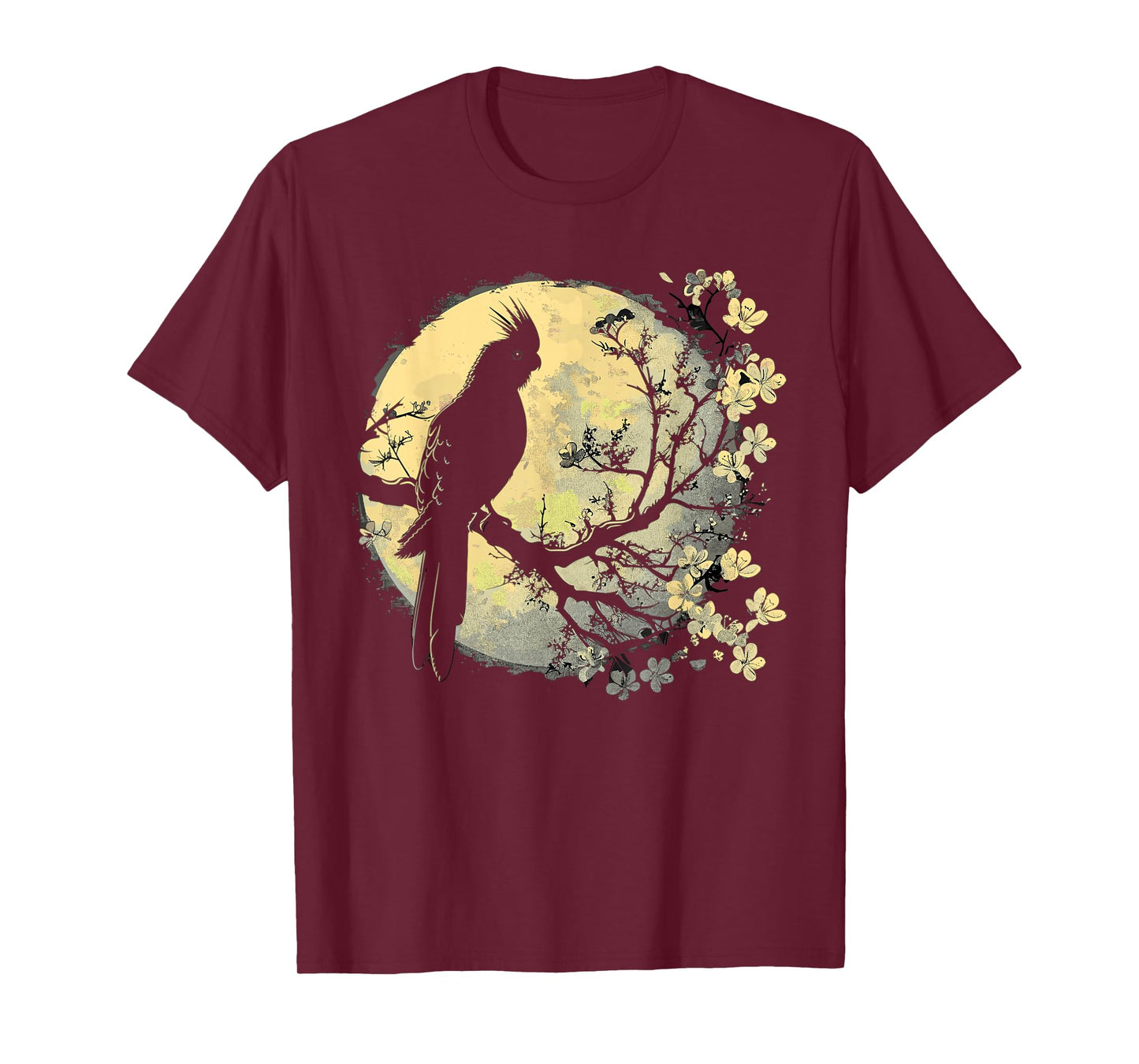 Cockatiel Parrot Lover Bird Moon and Flower T-Shirt