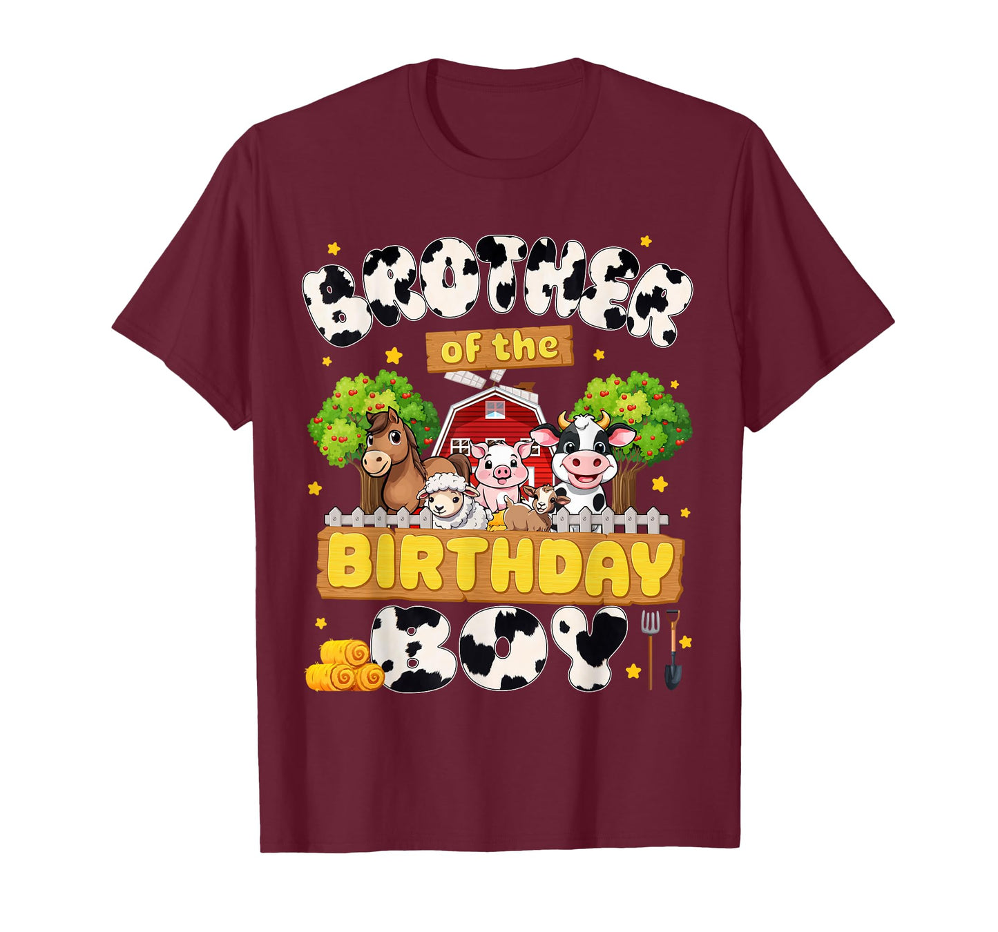 Brother Of The Birthday Boy Farm Family Matching Party Decor T-Shirt