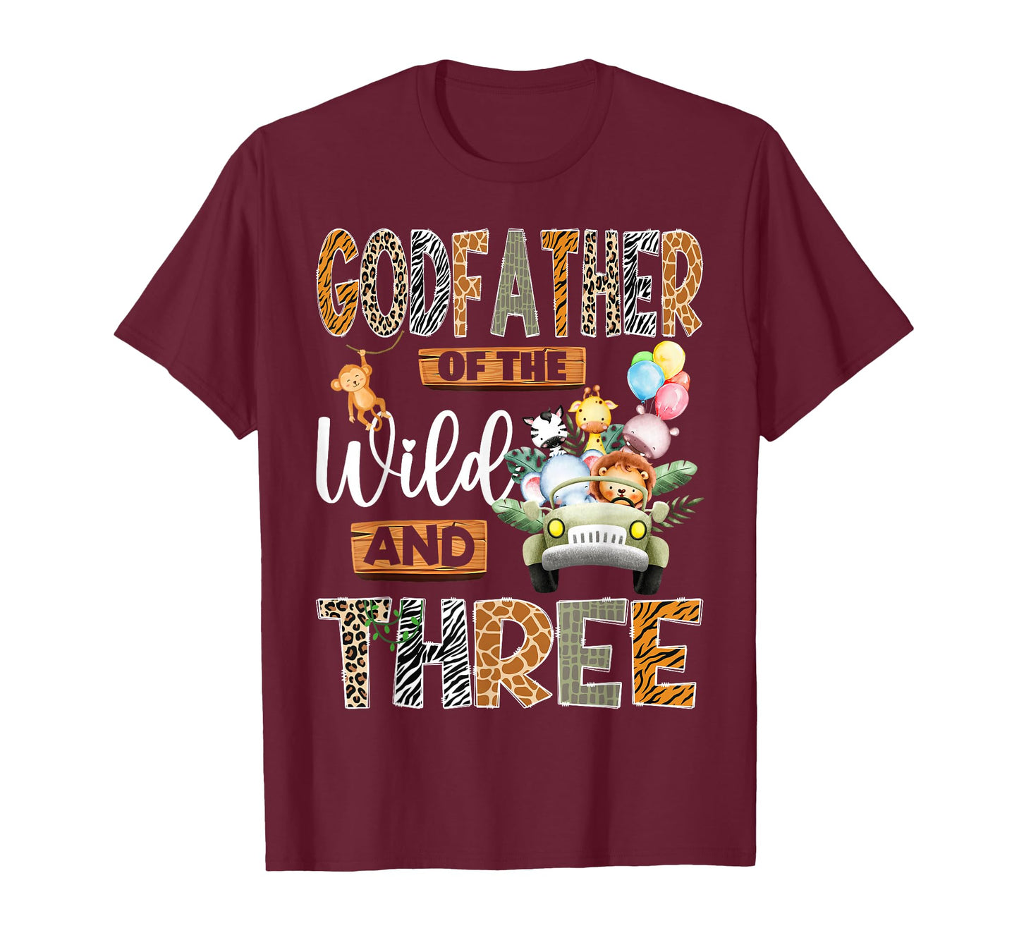 Godfather of The Wild & Three 3Rd Birthday Boy Safari Truck T-Shirt