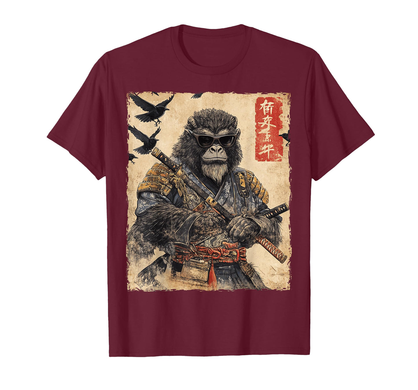 Bigfoot Sasquatch Samurai Sunglasses Japanese Warrior Anime T-Shirt