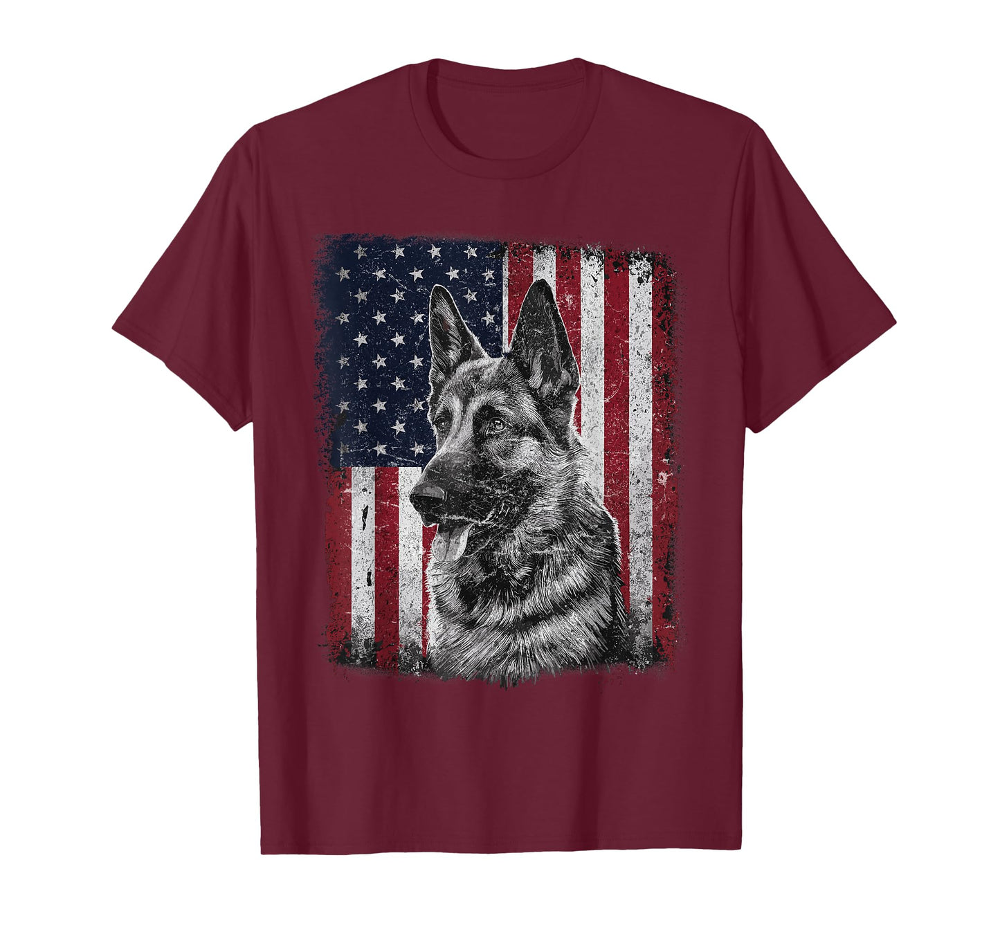 Patriotic German Shepherd Dog American Flag 4th of July T-Shirt