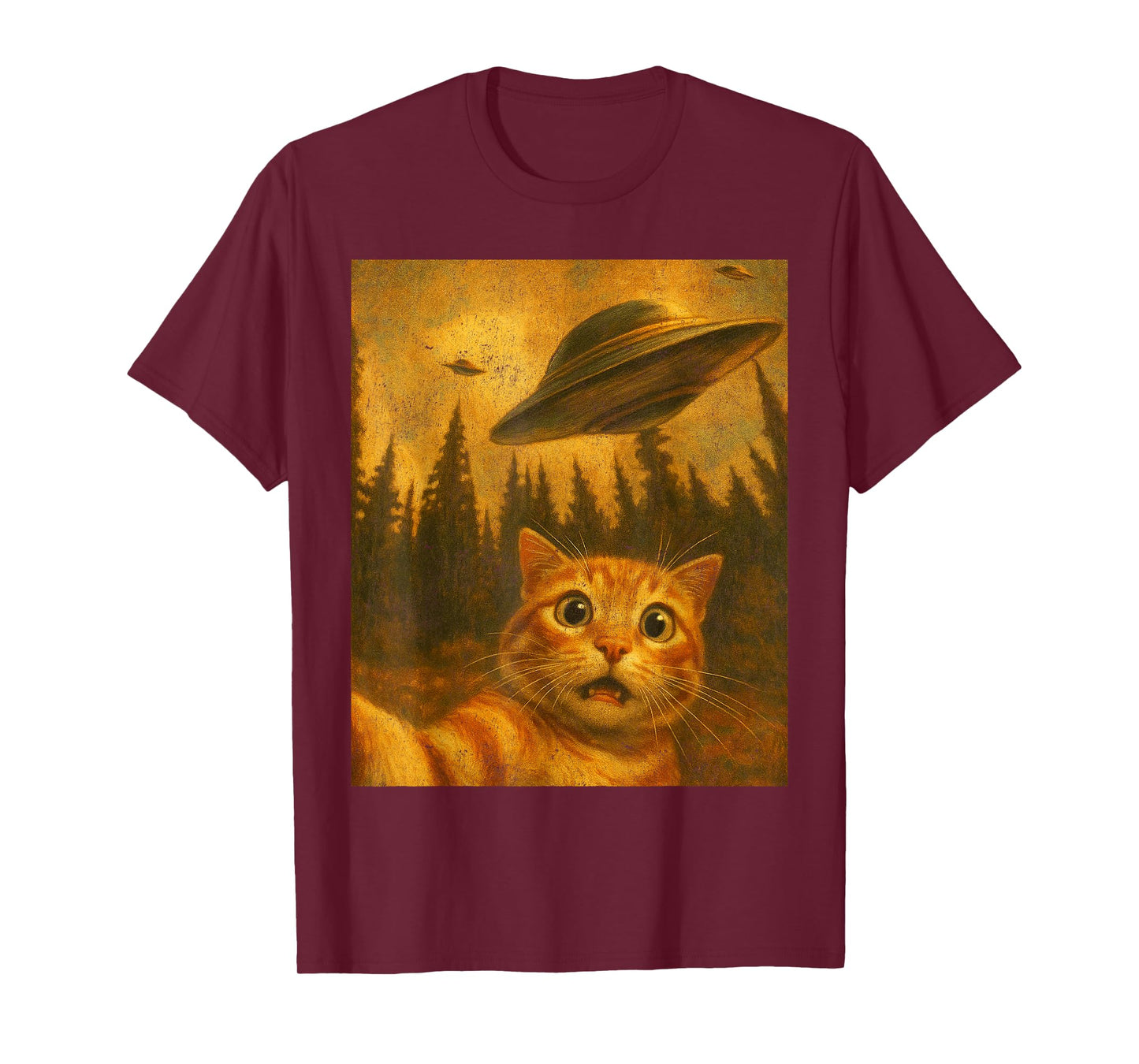 Cat Selfie With Alien UFO Funny Cat Gifts For Men Women Kid T-Shirt