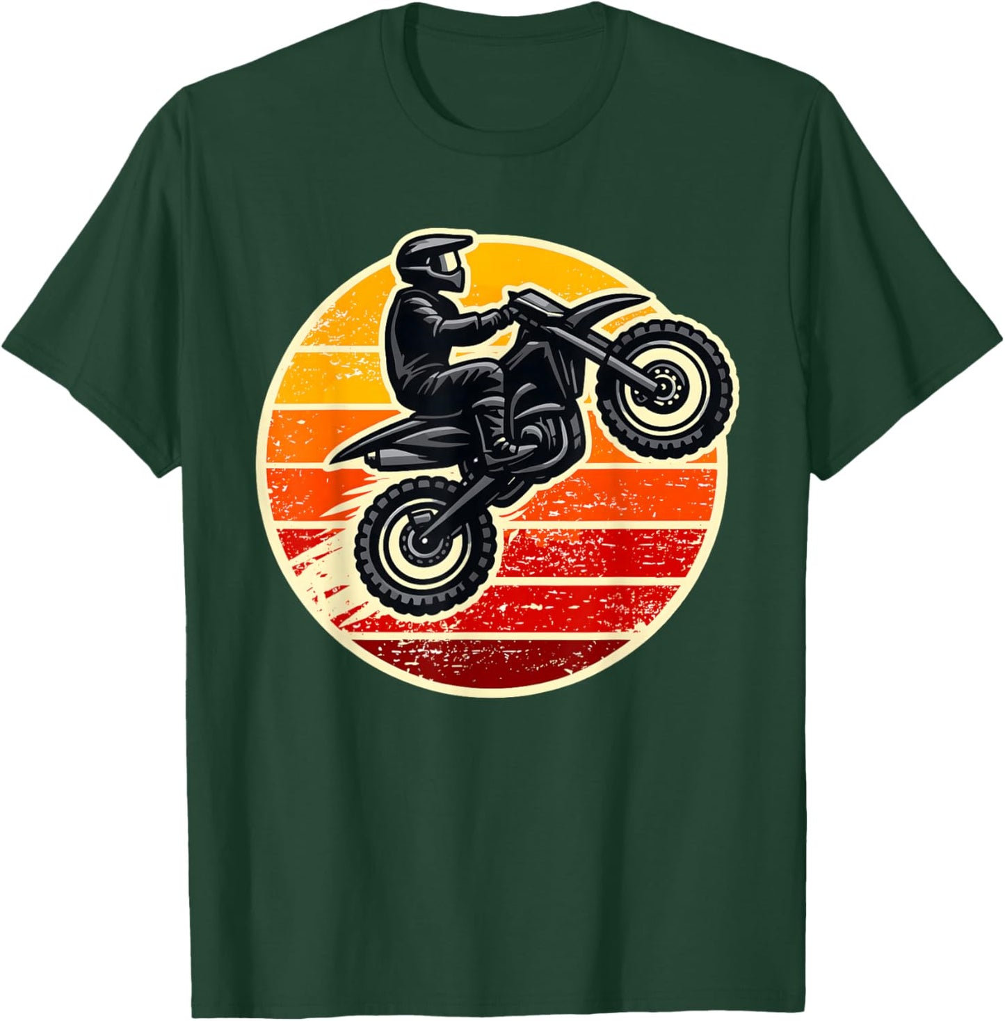 Dirt Bike Sunset Motocross Men Women Kids Girls Boys T-Shirt - T-Shirt | Forest