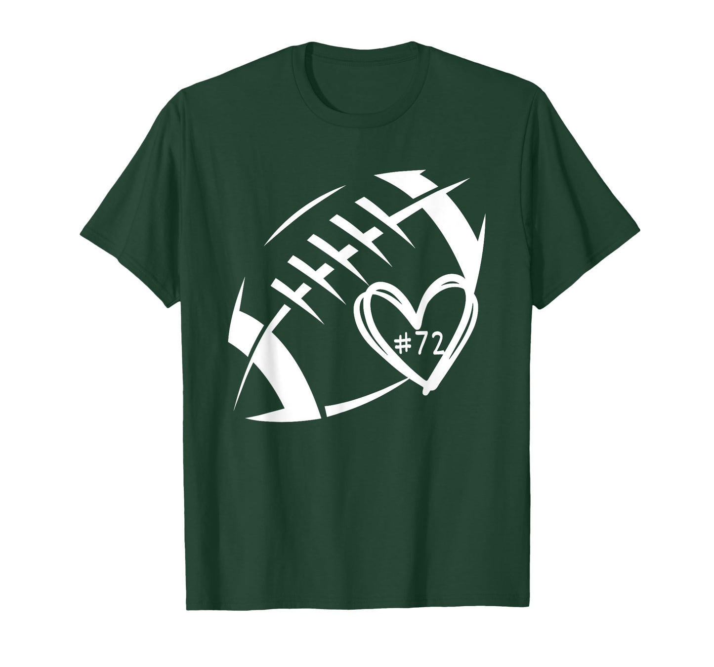 72 Personalized Number Heart Football Mom Girlfriend Cute T-Shirt