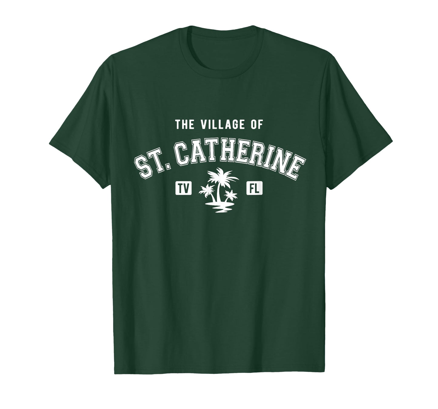 The Village of St Catherine Classic Style Palm Trees Design T-Shirt