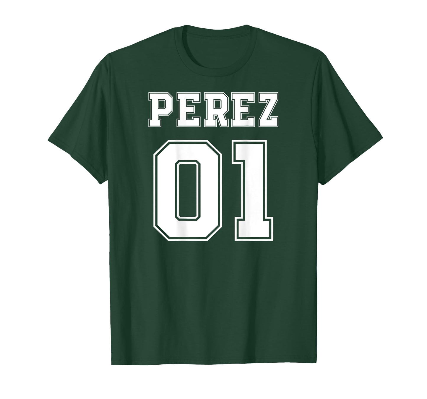 PEREZ 01 Back Print Sports Jersey Style Family Name Fun T-Shirt