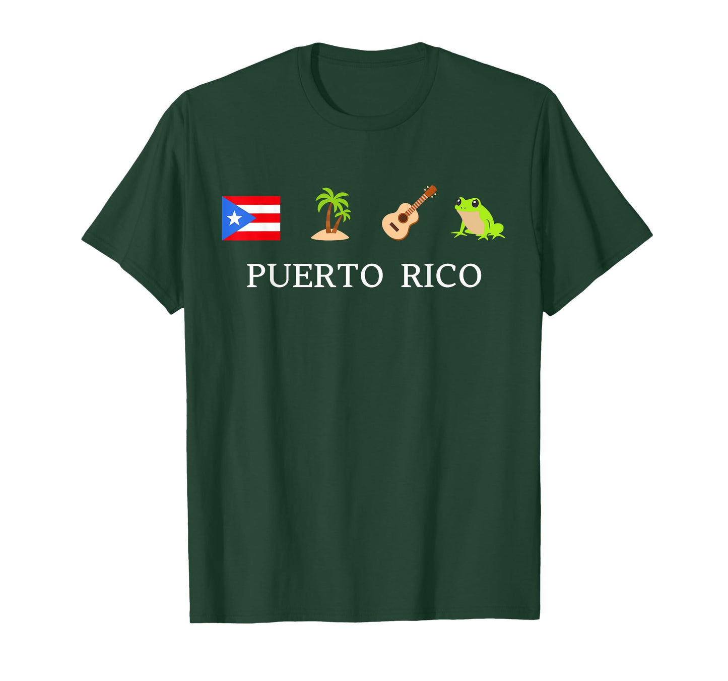 Funny Boricua Puerto Rico Flag Palm Tree Guitar Coqui Frog T-Shirt