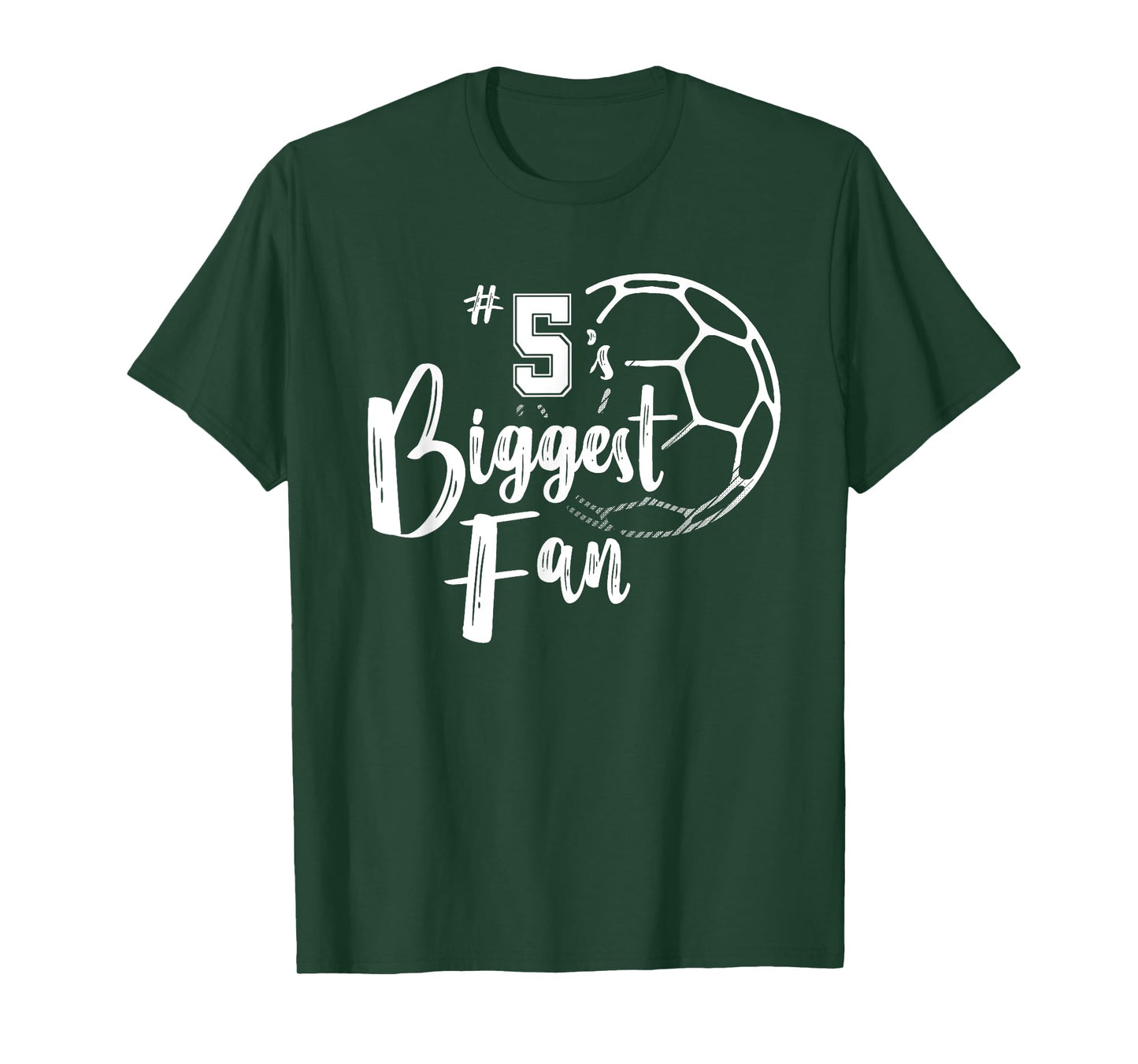 Number 5's Biggest Fan Shirt Soccer Player Mom Dad Family T-Shirt
