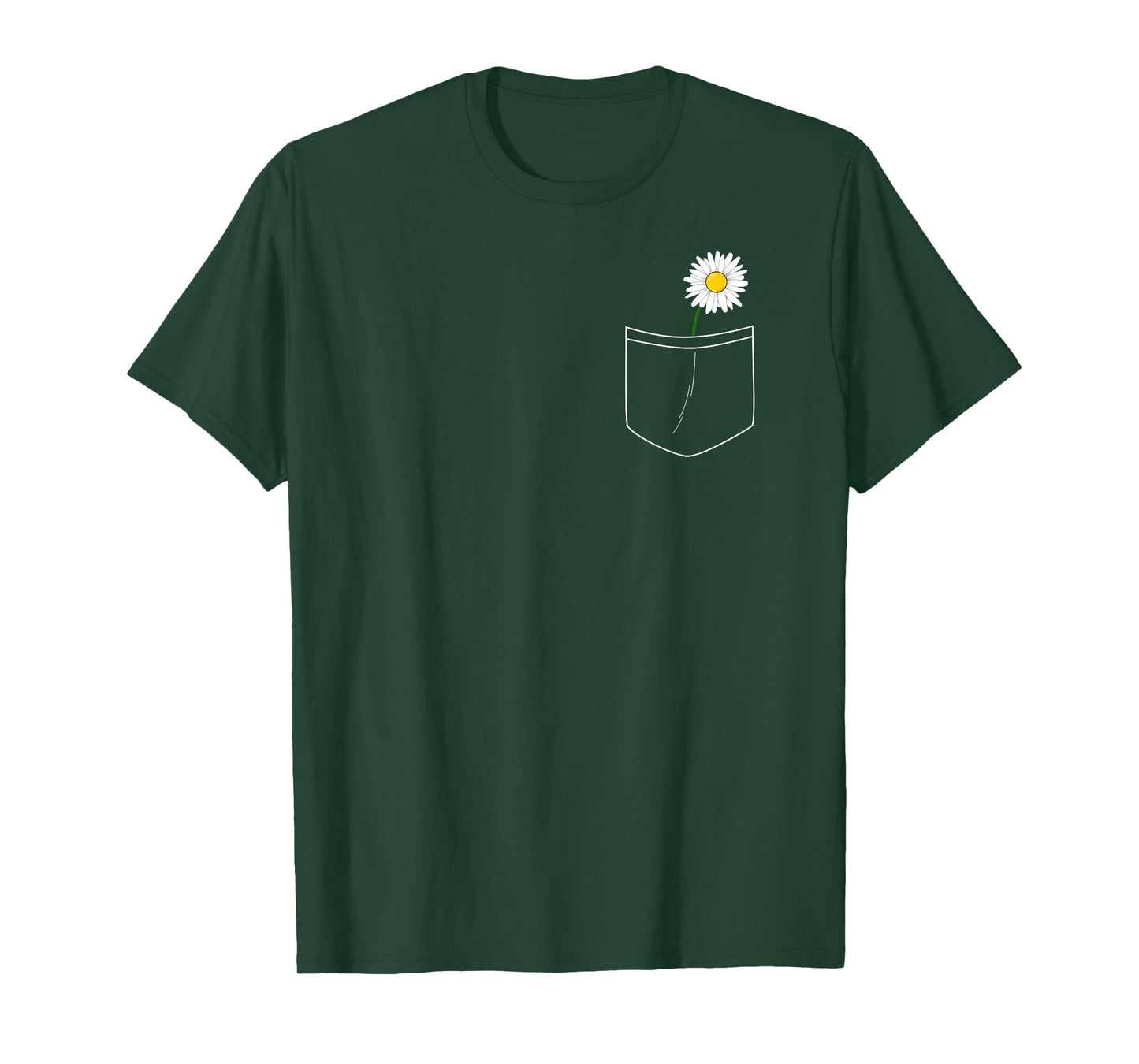 White Daisy Pocket Cute Flower Pocket T-Shirt T-Shirt