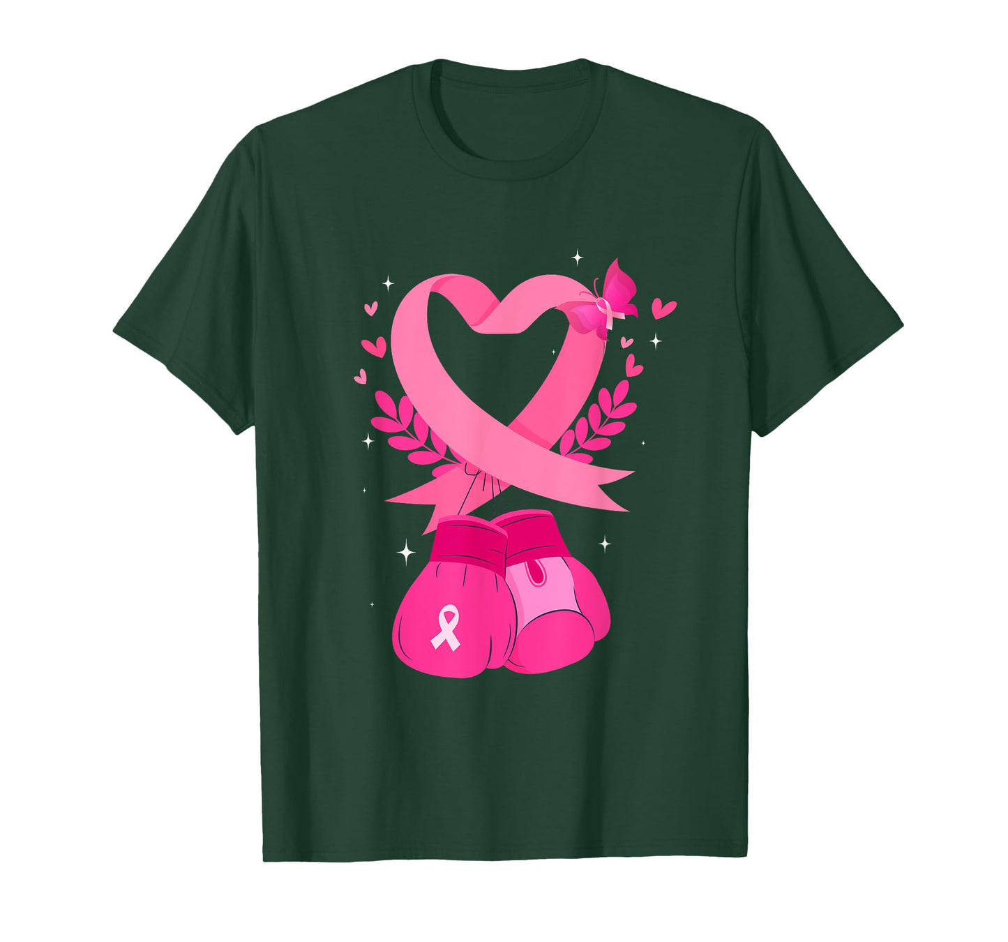 Breast Cancer Awareness Pink Ribbon Heart Boxing Gloves T-Shirt