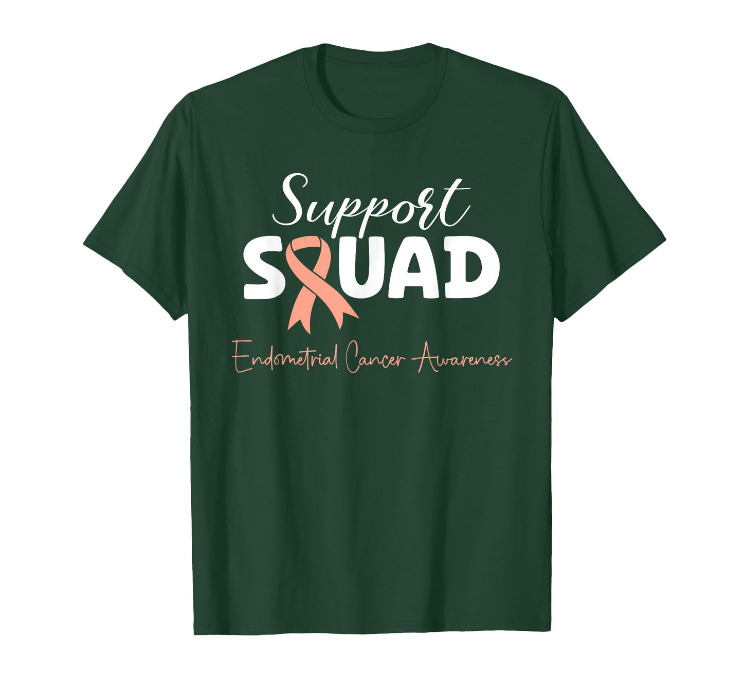 Endometrial Cancer Peach Ribbon Uterine Cancer Support Squad T-Shirt