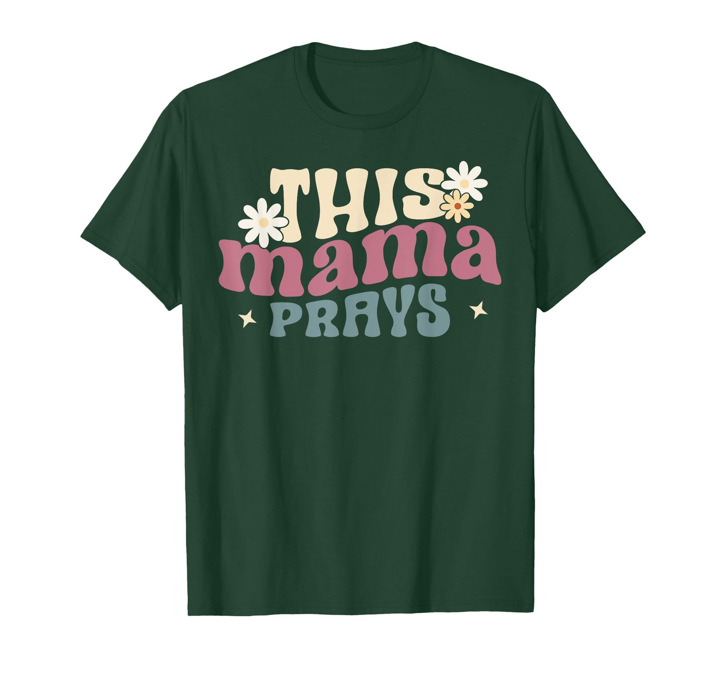 This Mama Prays Christian Prayer Mother's Day Groovy T-Shirt