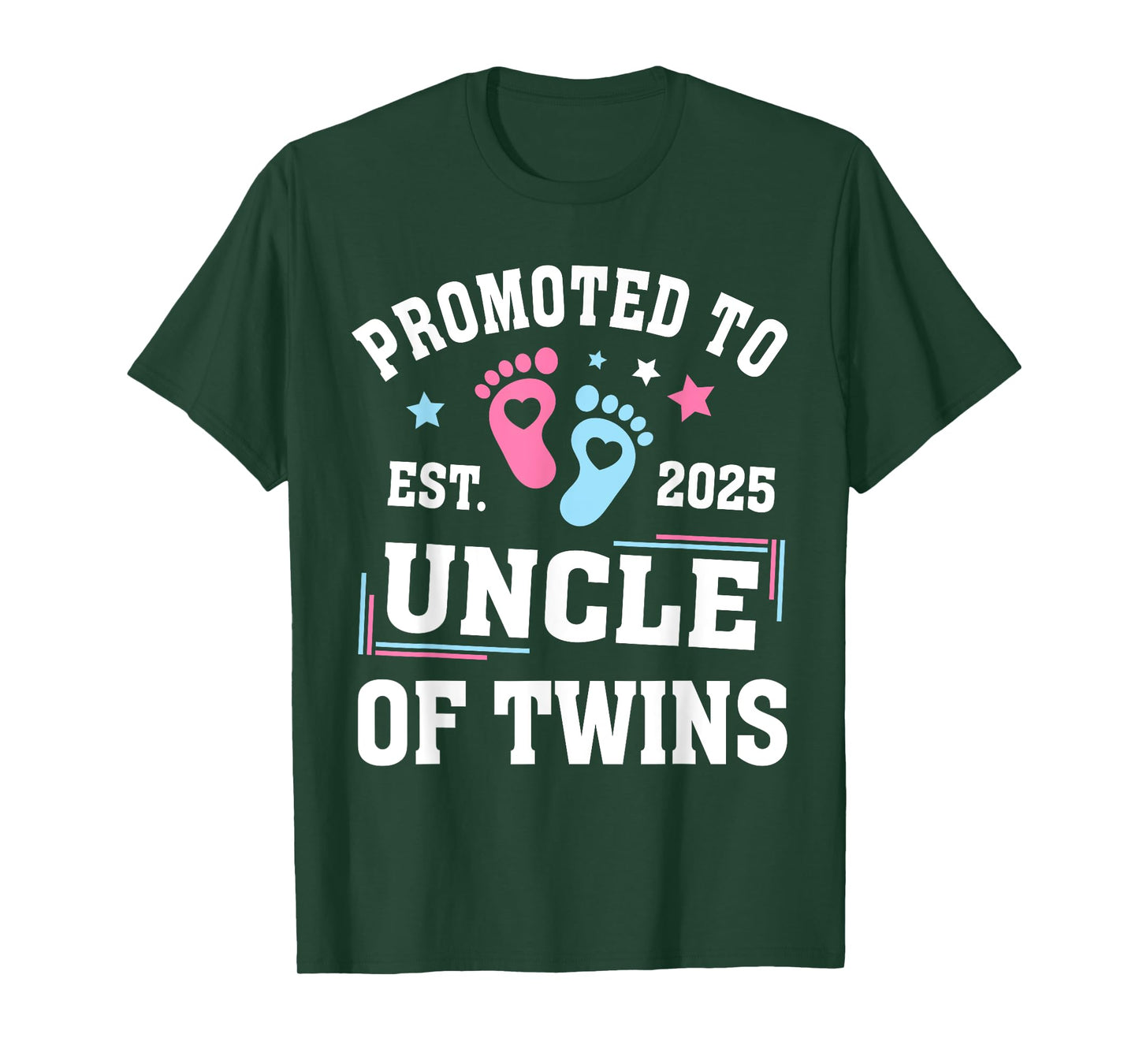 Promoted To Uncle Of Twins Est 2025 Gender Reveal T-Shirt