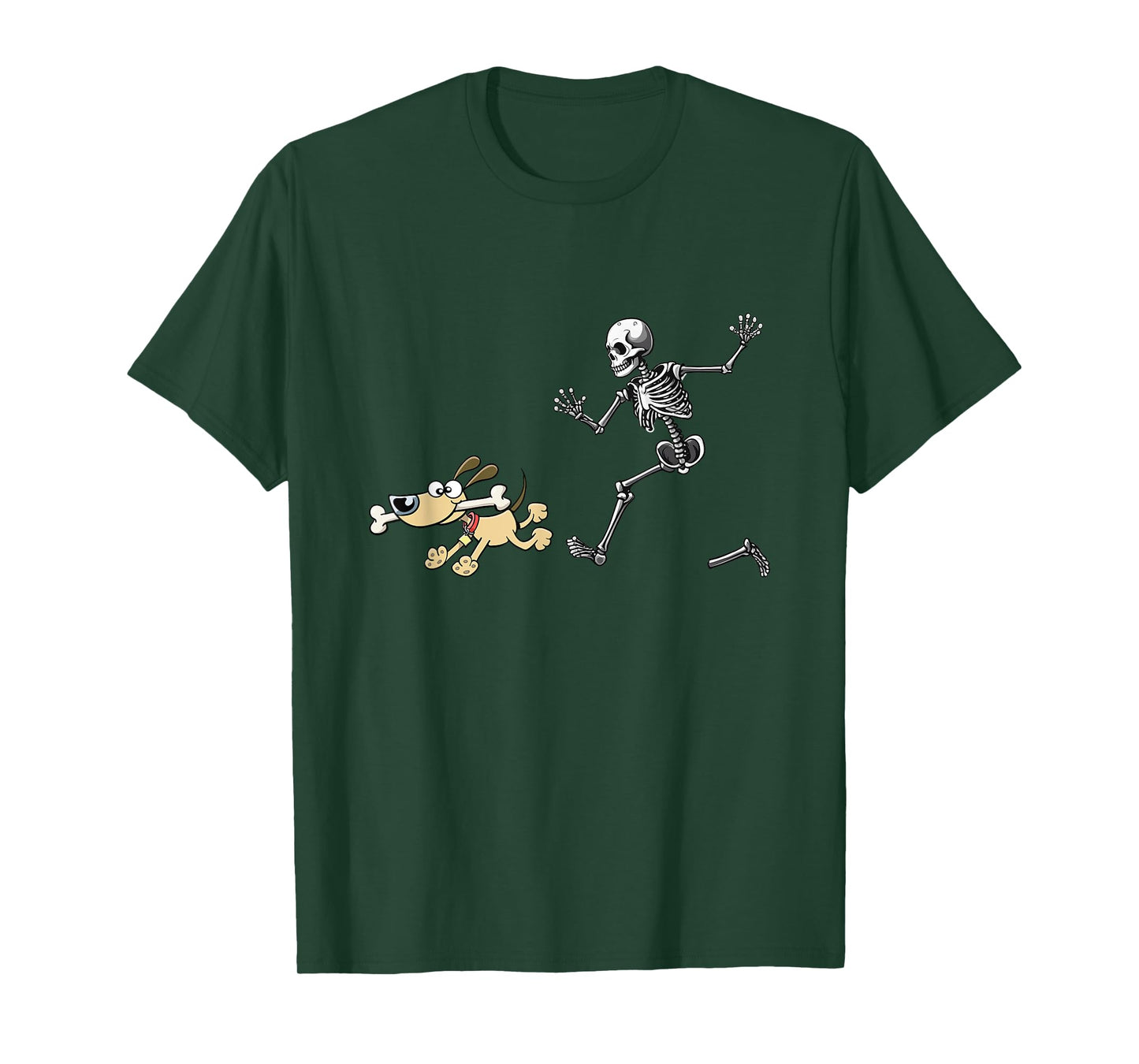 Halloween Dog, Funny Skeleton, Skeleton Chasing Dog T-Shirt for Men Women