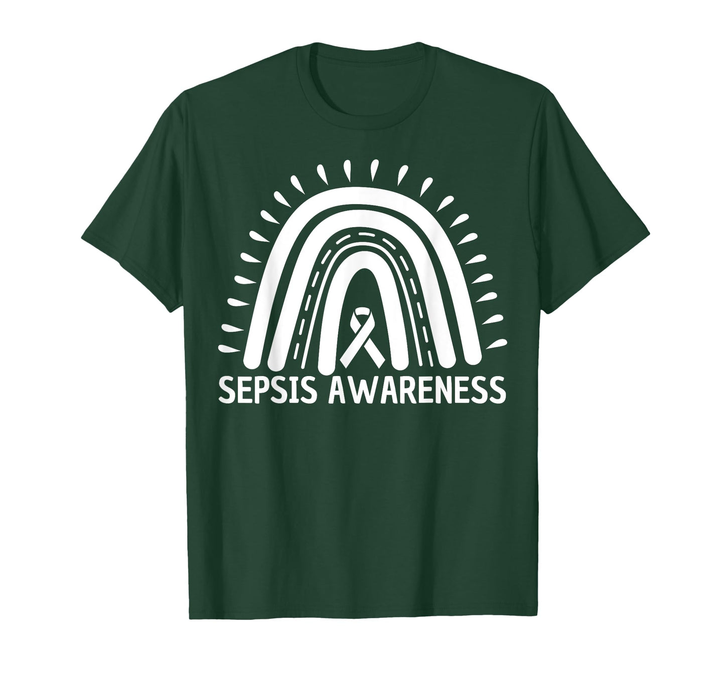 Sepsis Awareness Rainbow Red Ribbon. T-Shirt