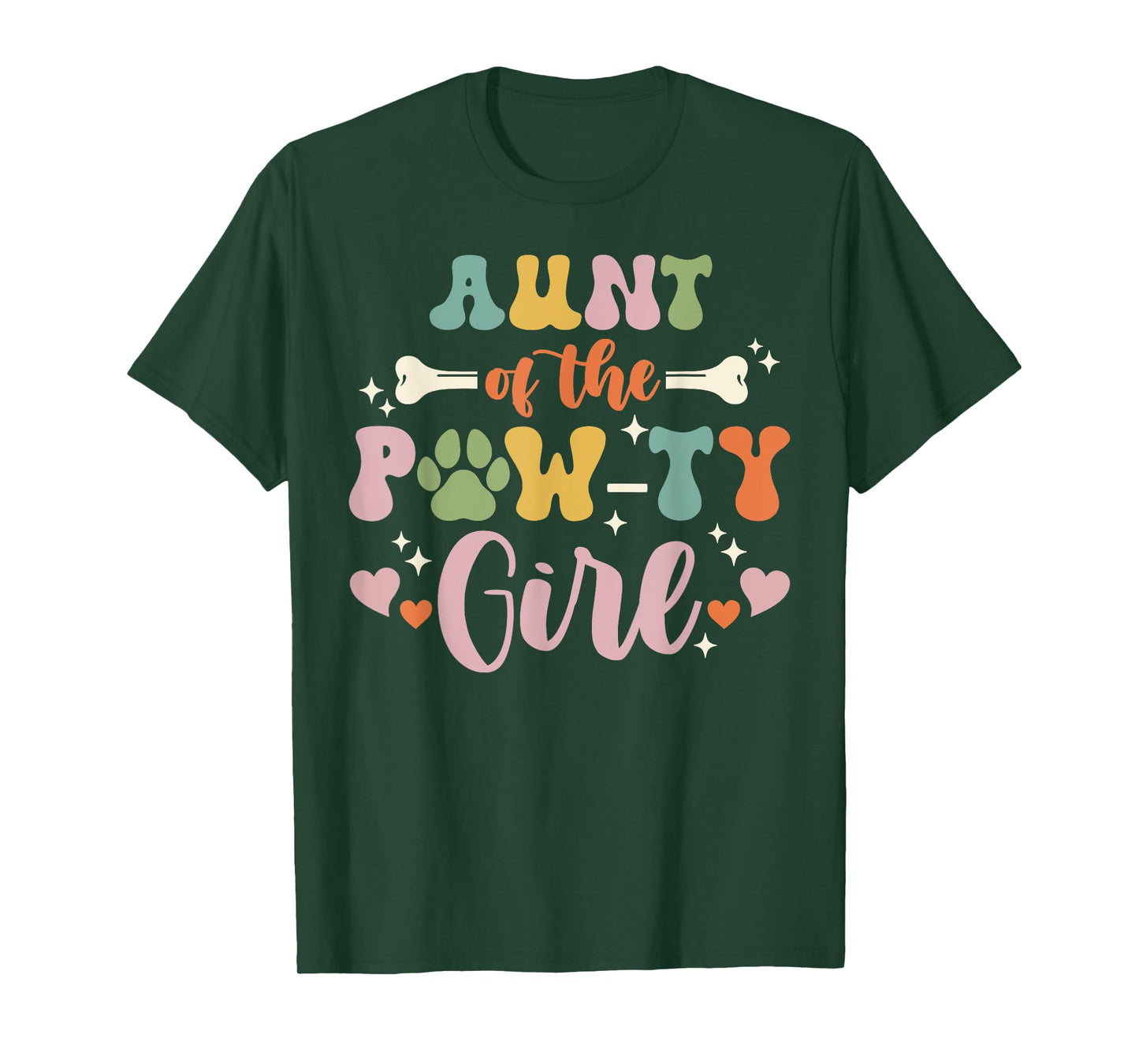 Aunt Of The Pawty Girl Dog Aunt Family Matching T-Shirt