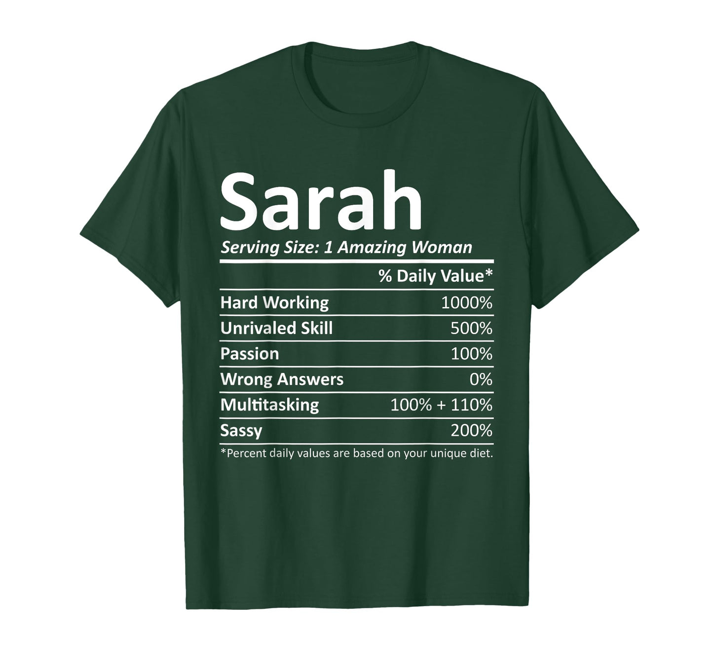 SARAH Nutrition Personalized Name Funny Christmas Gift Idea T-Shirt