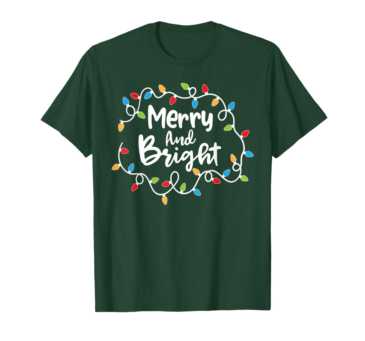 Merry And Bright Santa Christmas Xmas Lights Pajamas Holiday T-Shirt