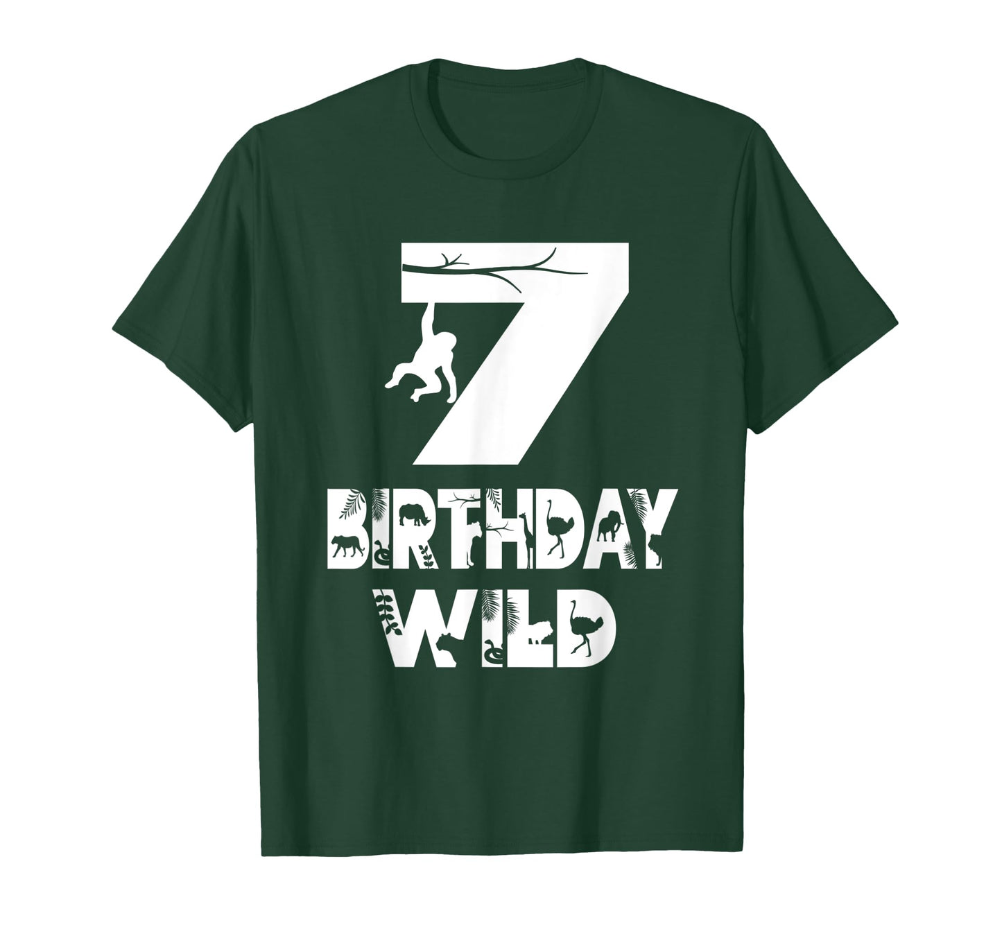 7th Birthday Wild Kid 7 Years Old Zoo Theme Animal Party T-Shirt