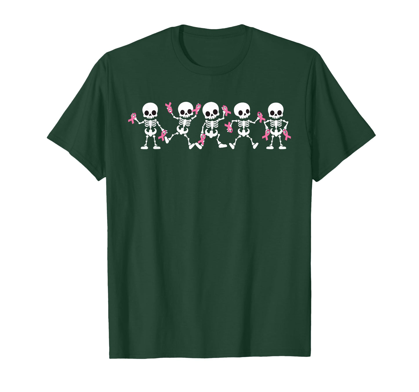 Pink Ribbon Breast Cancer Awareness Skeleton Women Men Kids T-Shirt