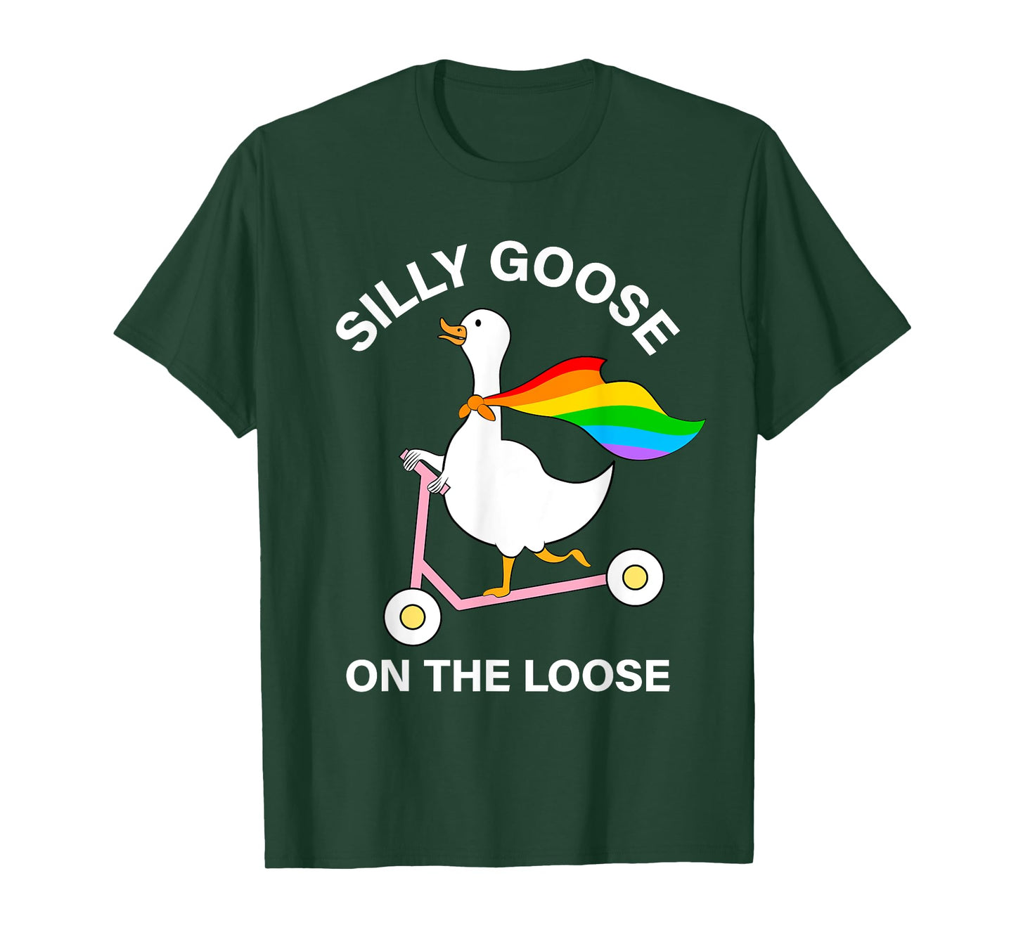 Silly Goose On The Loose Rainbow Goose Pride Month Men Women T-Shirt