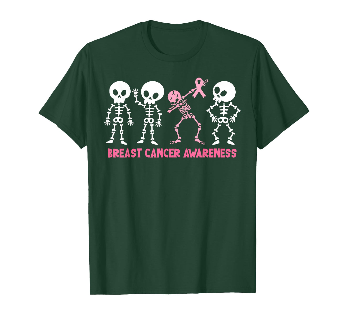 Pink Ribbon Breast Cancer Awareness Skeleton Women Men Kids T-Shirt