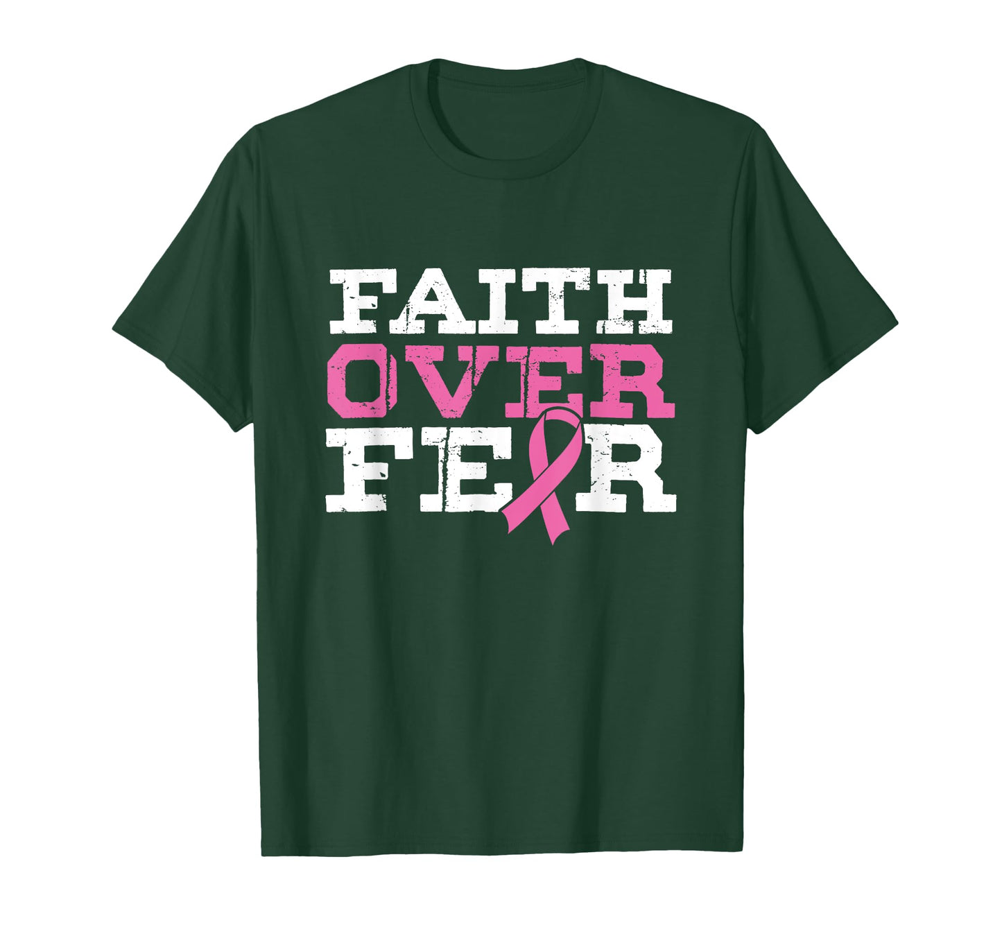 Religious Christian God Faith Over Anxiety Breast Cancer Month T-Shirt