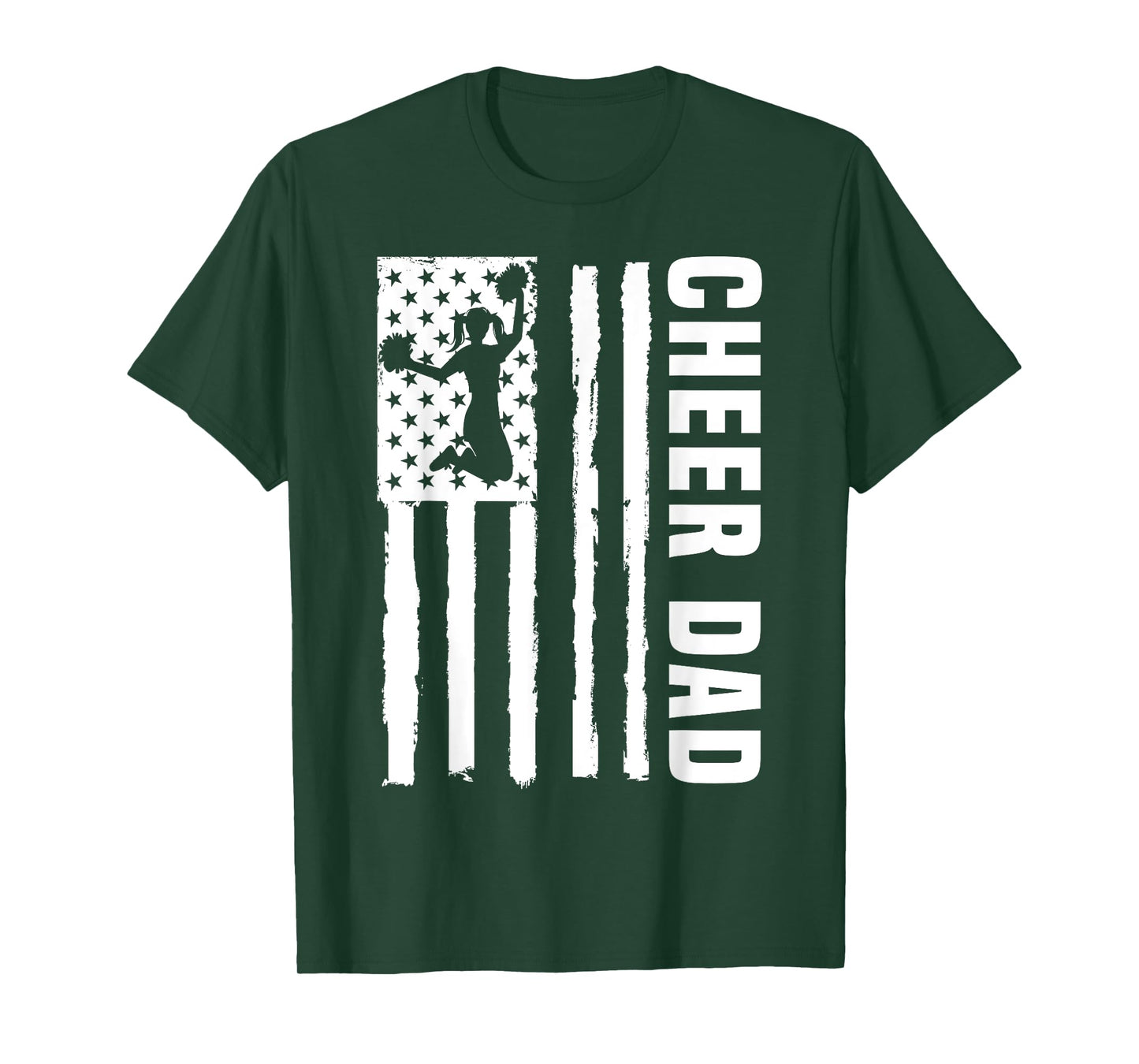 Cheer Dad Cheerleading American Flag Fathers Day Cheerleader T-Shirt