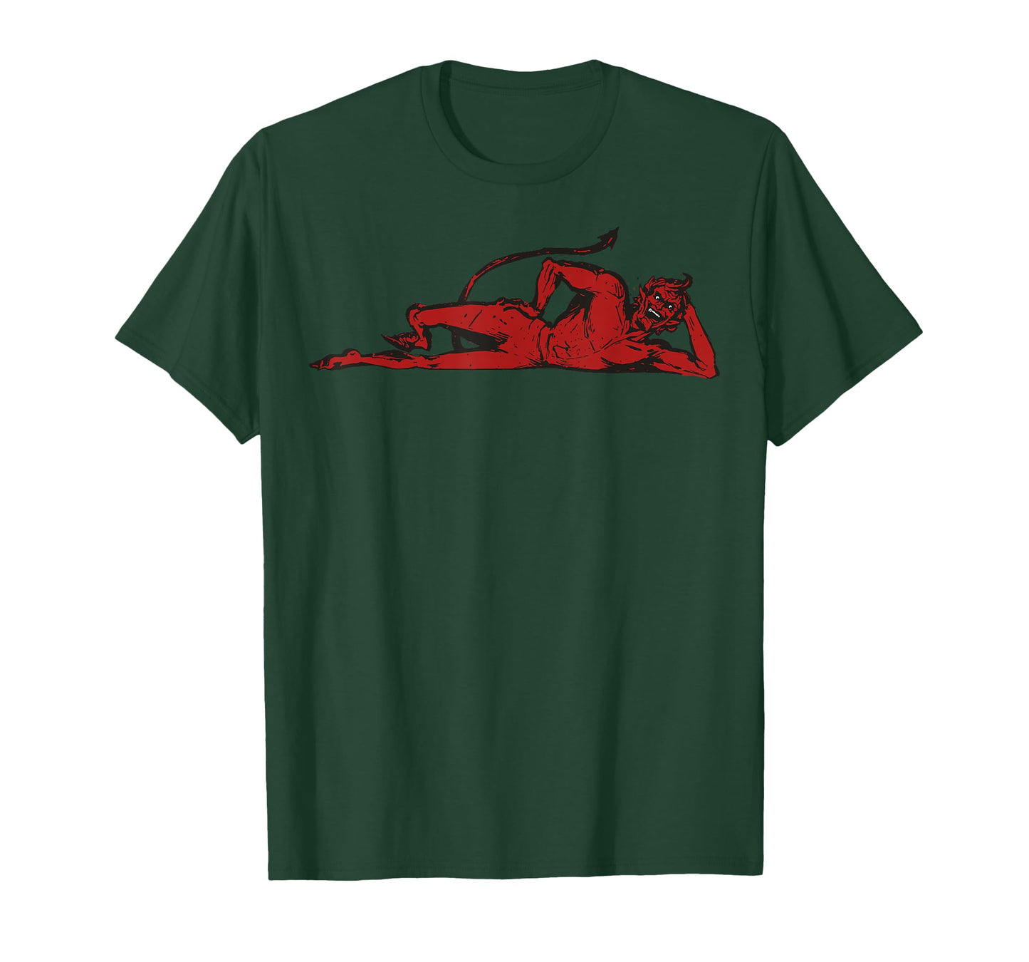Mischievous Red Devil Design With Horns And Pointed Tail T-Shirt